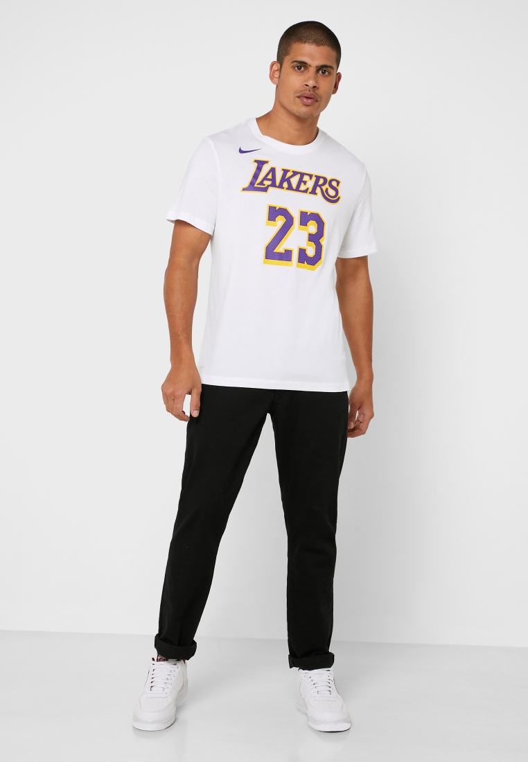 Nike Men Yellow Los Angeles Lakers LeBron James AS LAL Dri-FIT Basketball  T-shirt