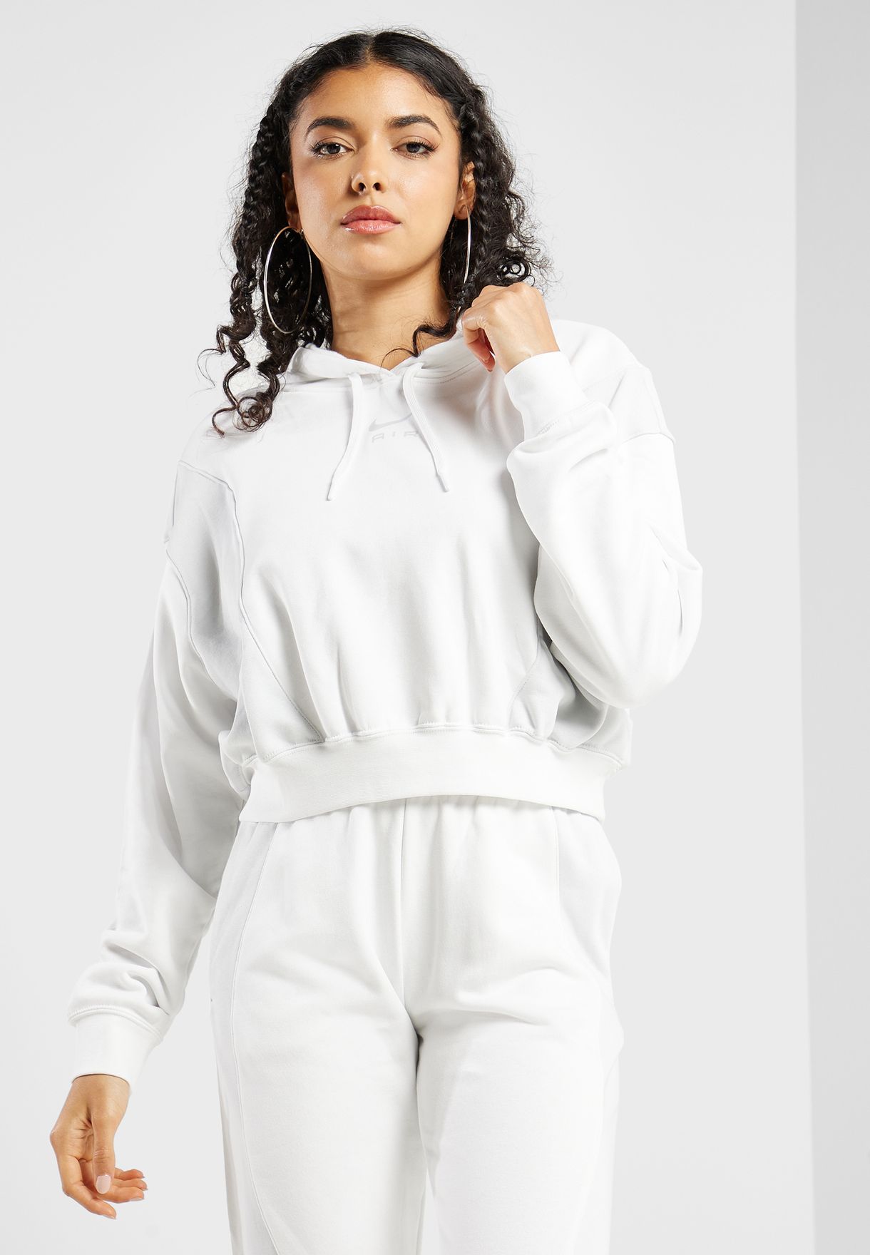Buy Nike white Nsw Air Fleece Cropped Hoodie for Kids in MENA, Worldwide