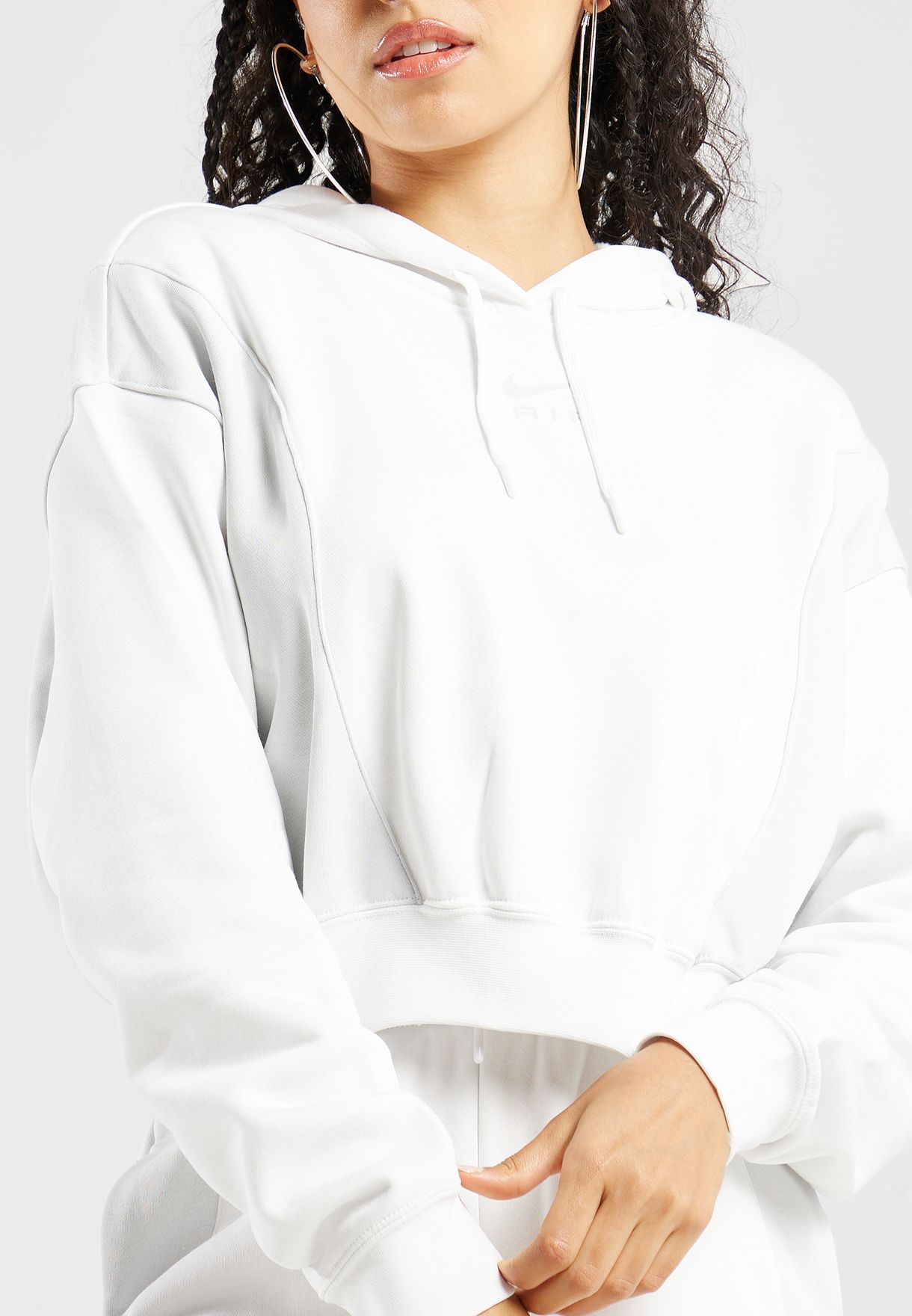 Buy Nike white Nsw Air Fleece Cropped Hoodie for Kids in MENA, Worldwide