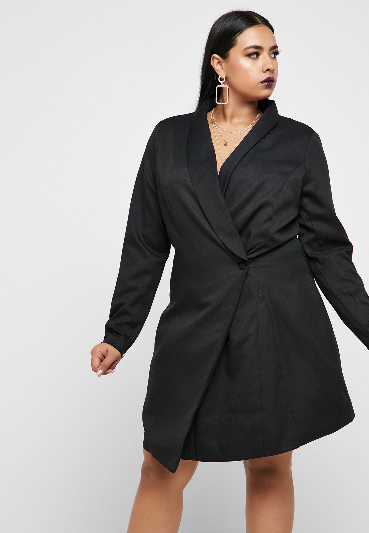 Buy Missguided Curve black Asymmetric Blazer Dress for Women in MENA ...