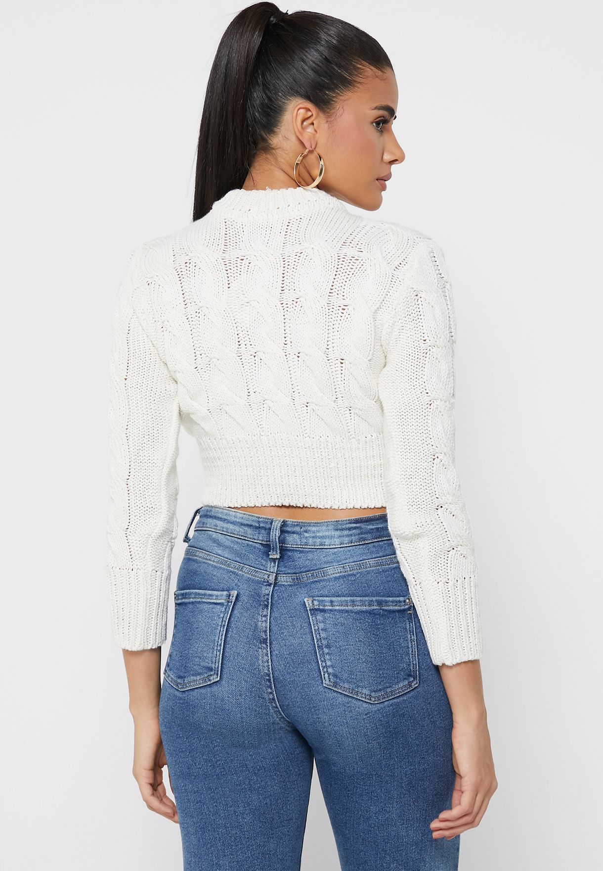 Braided Cropped Sweater