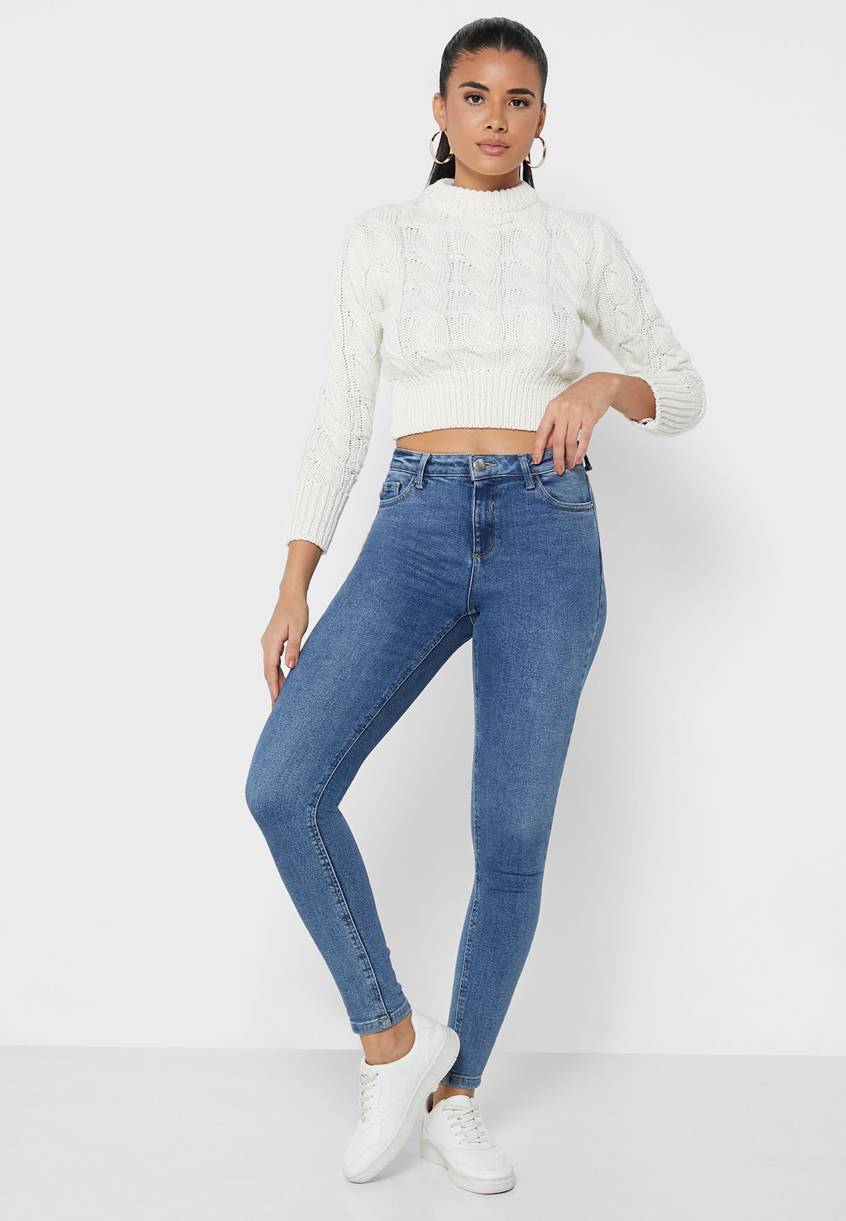 Braided Cropped Sweater