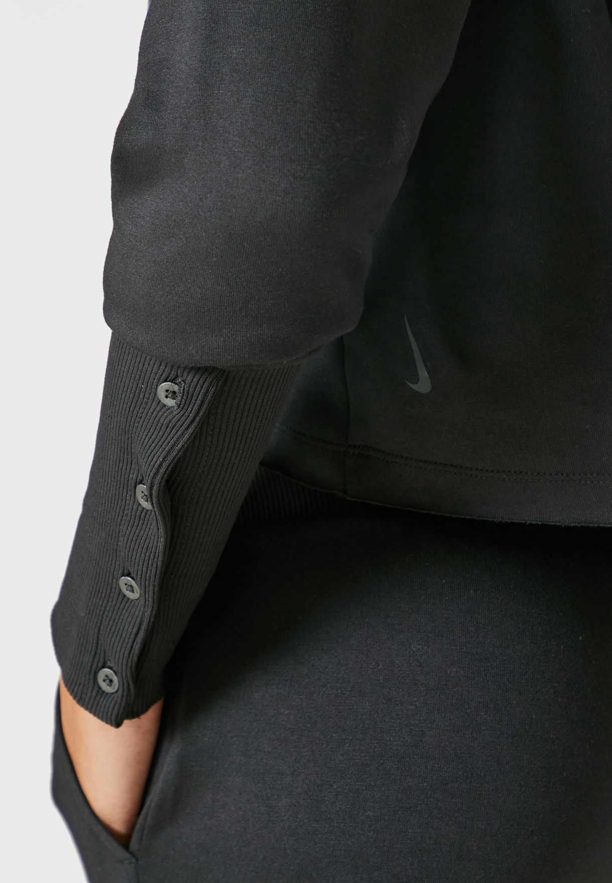 nike training yoga luxe cropped hoodie in black