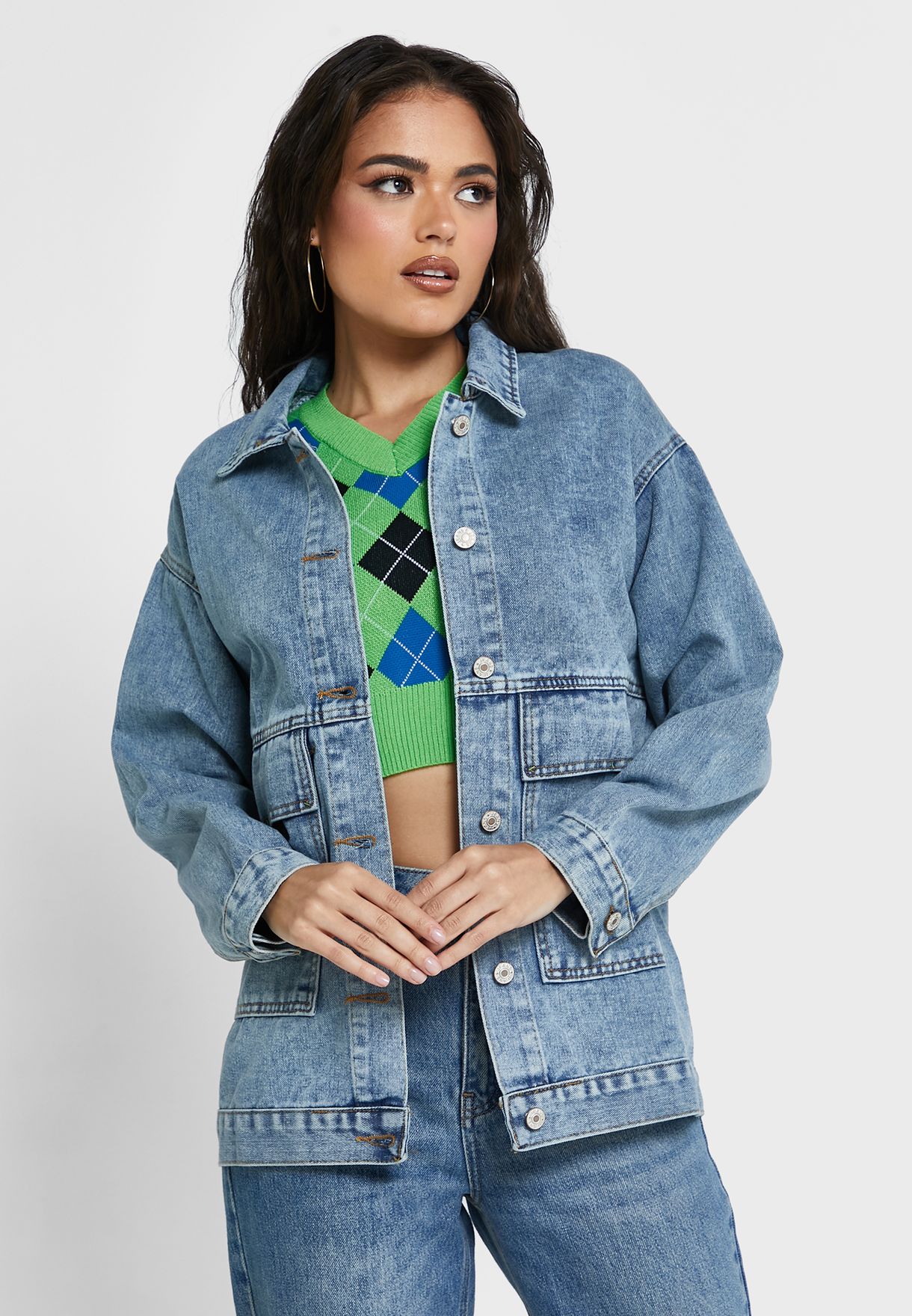 Buy Ginger blue Loose Fit Denim Jacket for Women in MENA, Worldwide