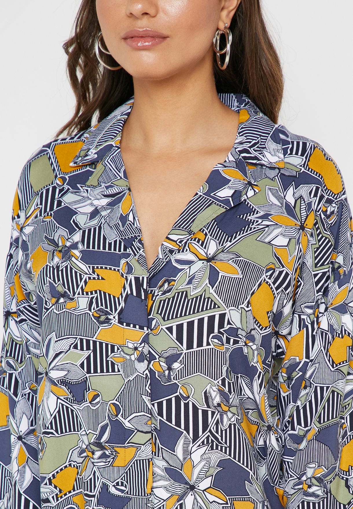 Geometric Floral Print Shirt