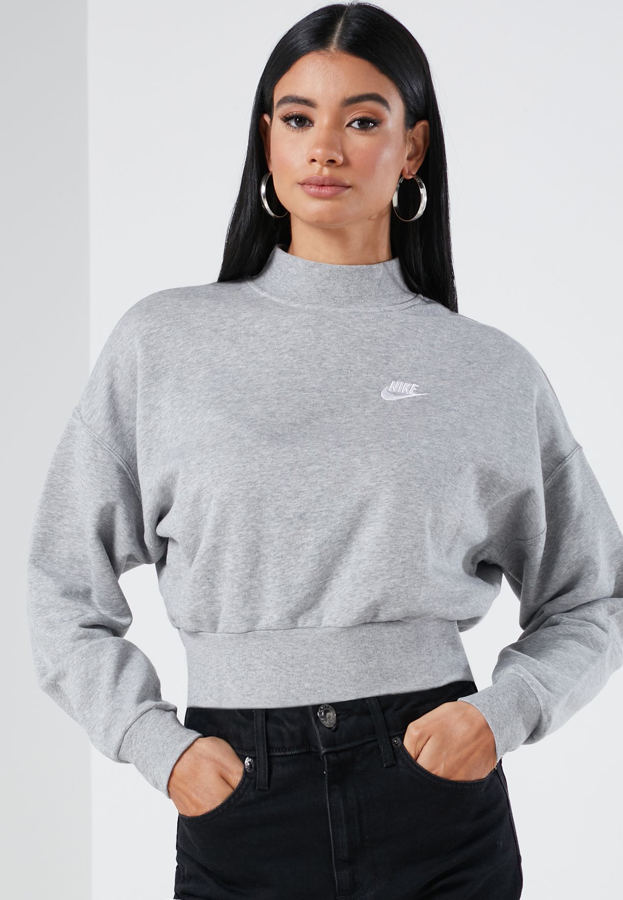 women's nike sportswear essential fleece mock neck sweatshirt