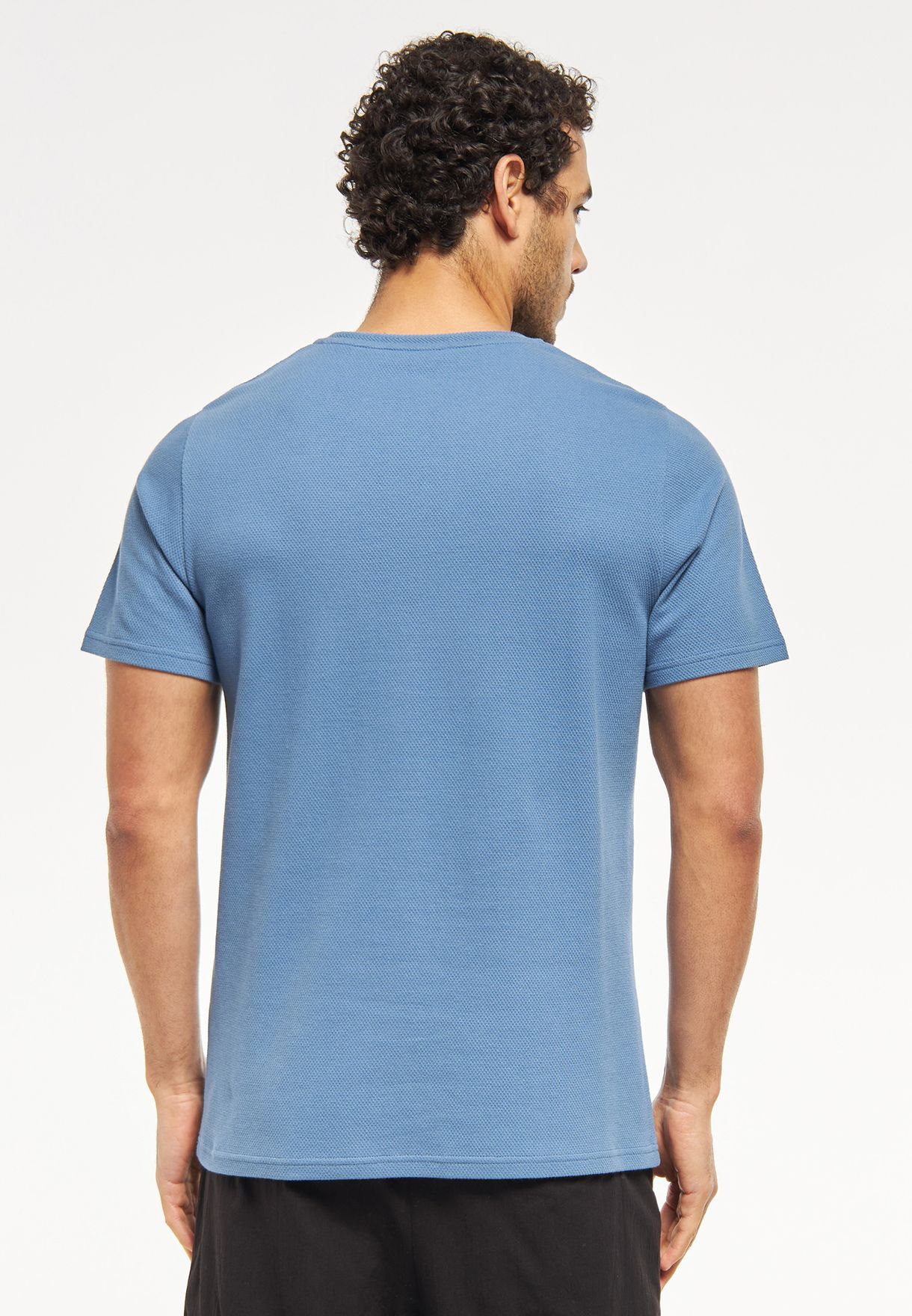 Buy Iconic blue Popcorn Textured Crew Neck T-Shirt for Men in MENA ...