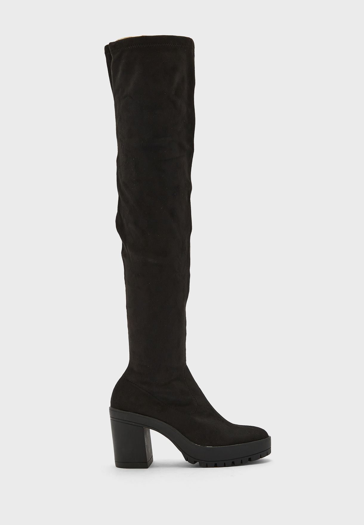 miss selfridge black knee high boots