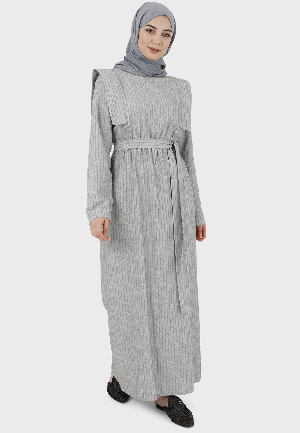 Striped Belt Detail Dress