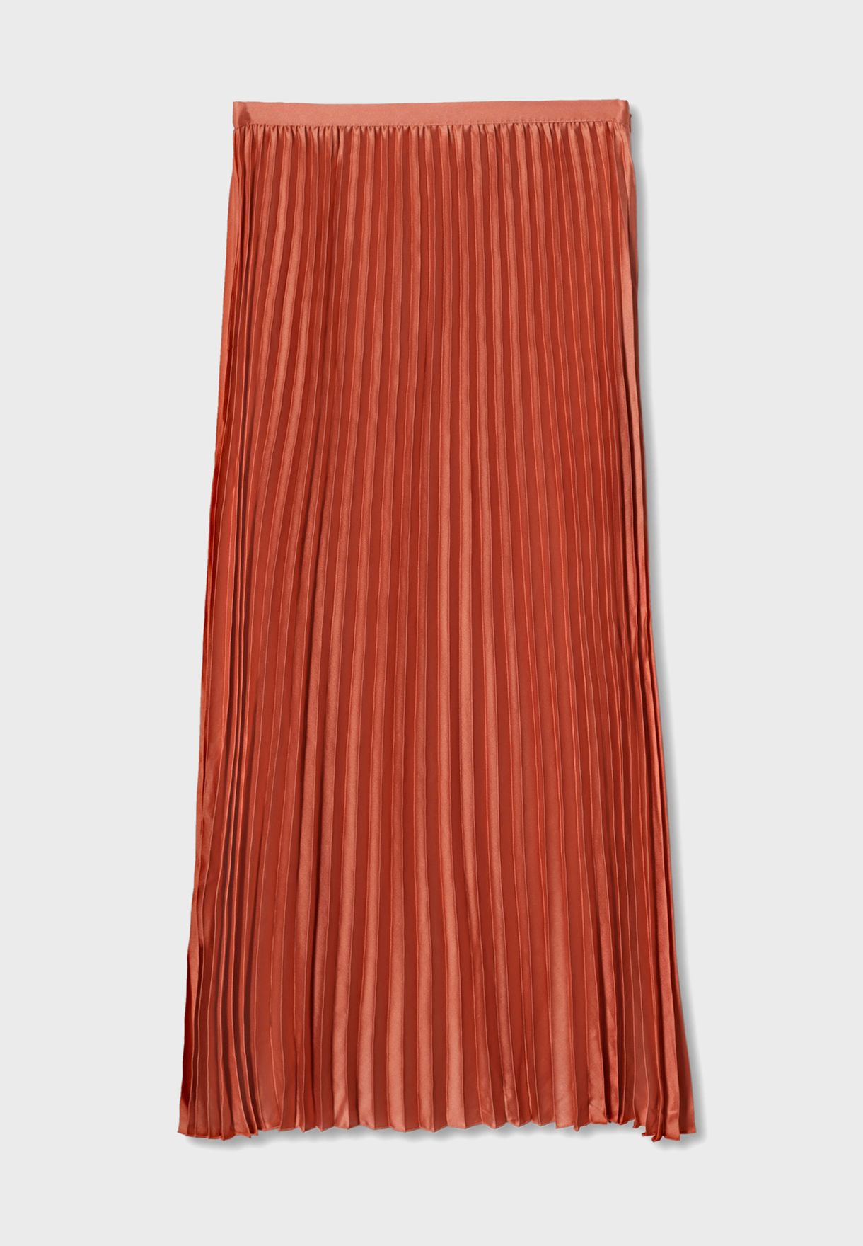 Buy Mango Orange Satin Pleated Midi Skirt For Women In Dubai Abu Dhabi 9170