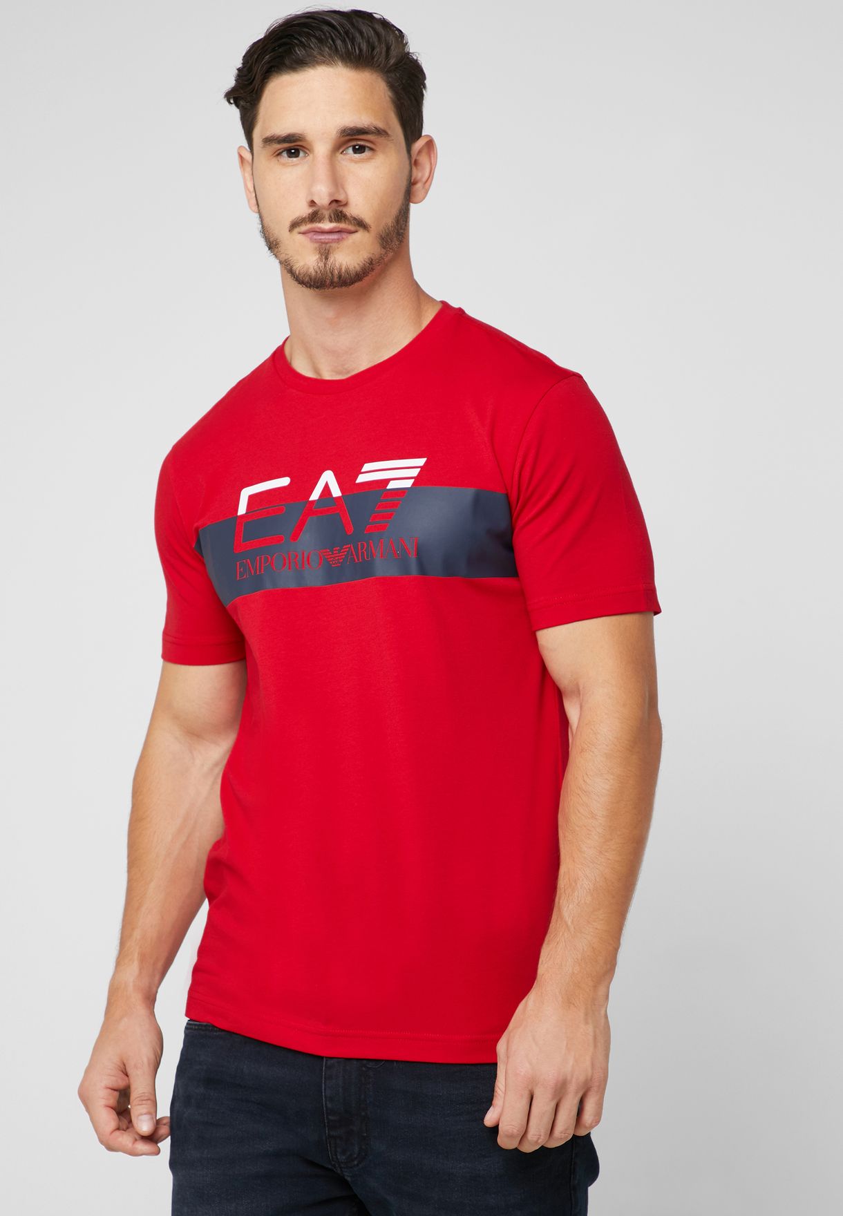 Buy Ea7 Emporio Armani red 7 Colours Crew Neck T-Shirt for Men in MENA,  Worldwide