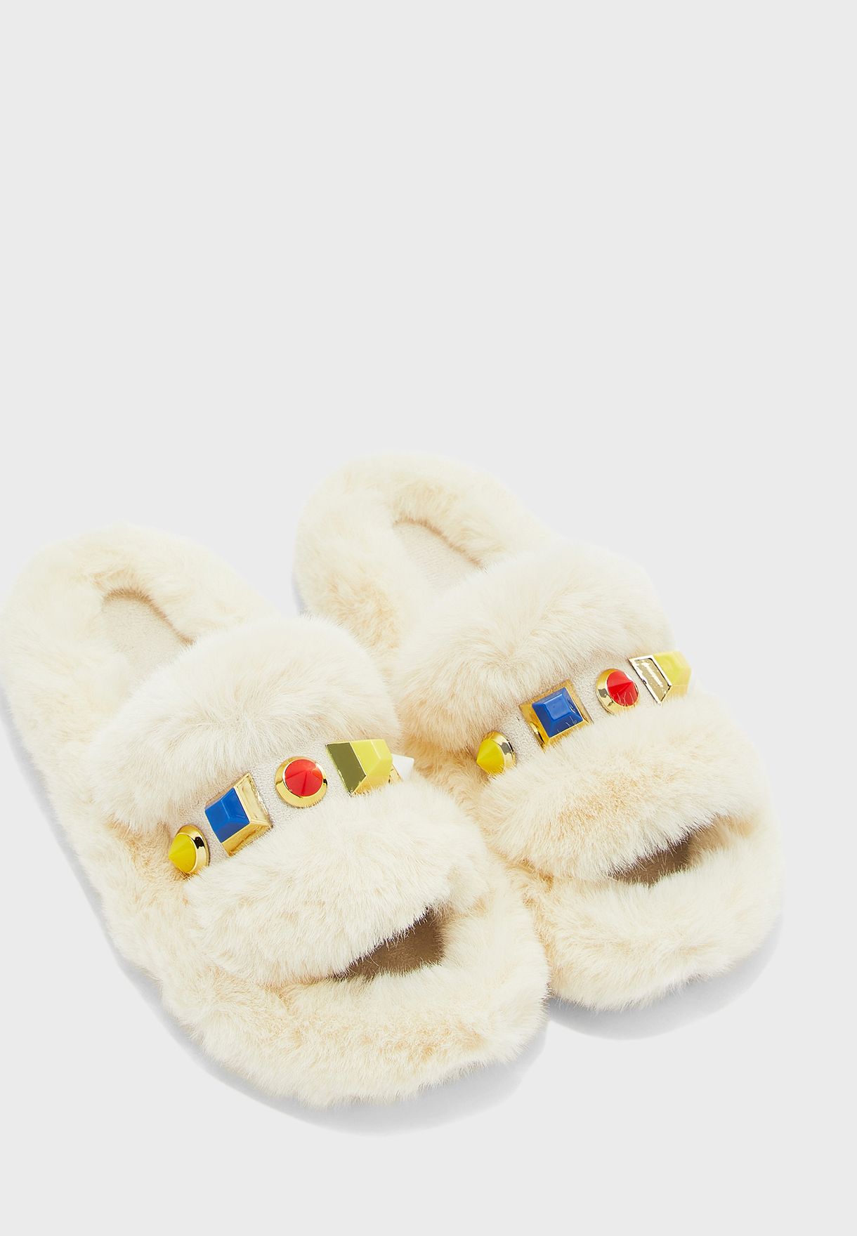 furry white slippers