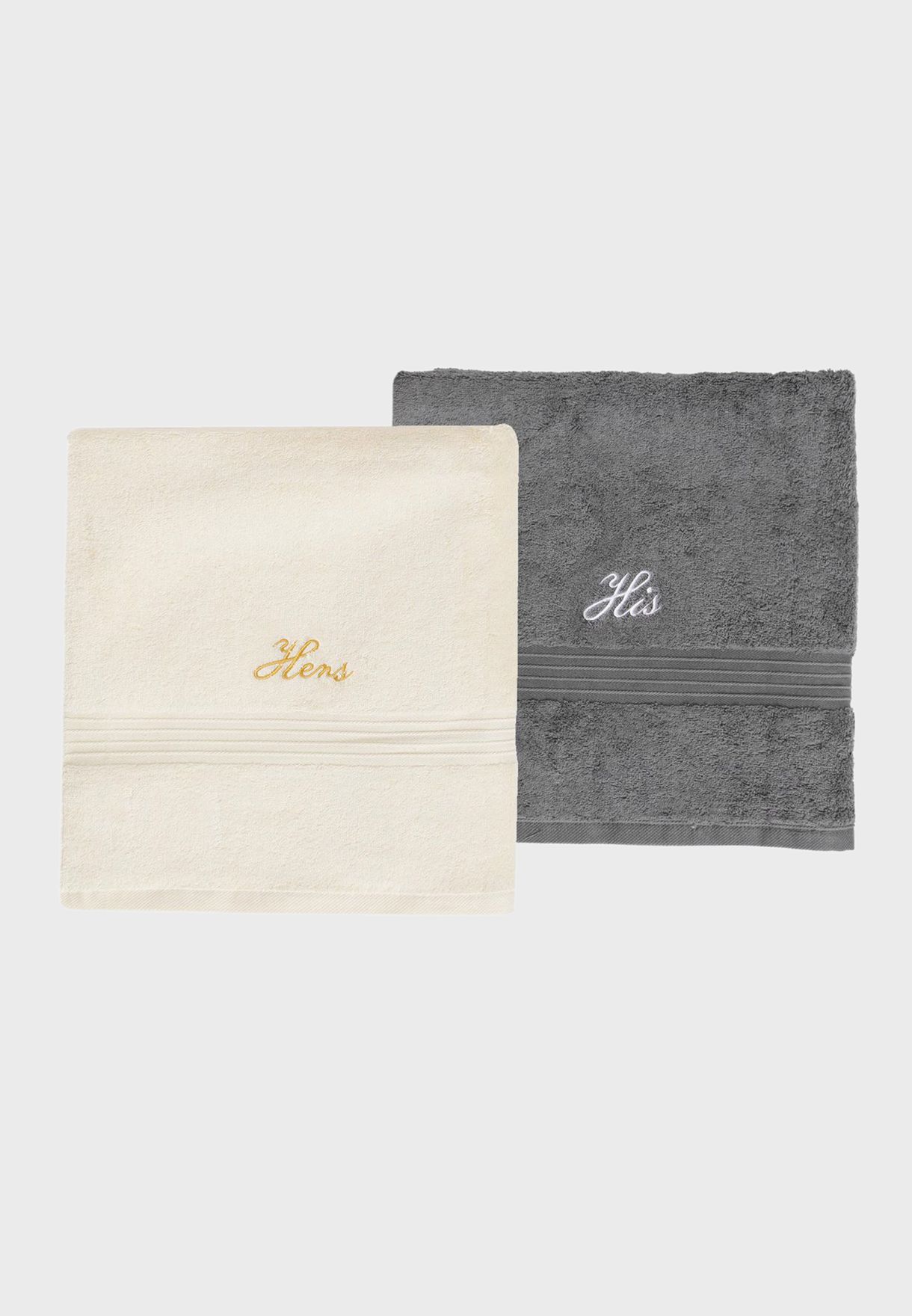 His And Hers Set Of 2 Towels