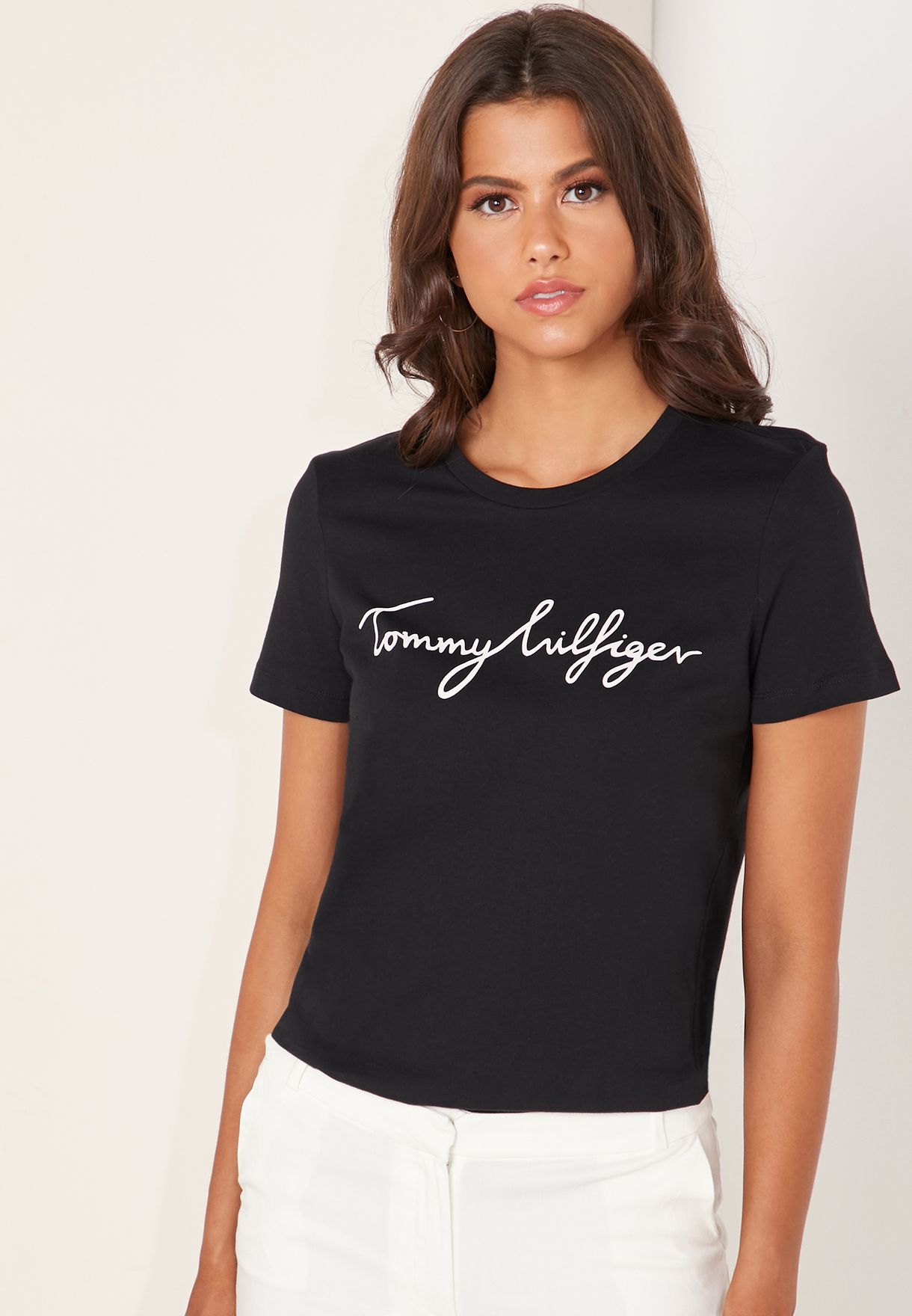 womens black tommy hilfiger t shirt