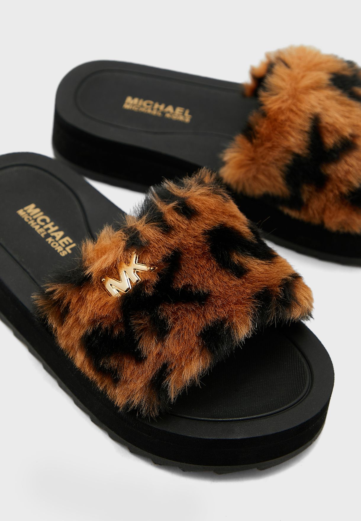 Buy Michael Kors black Youth Fur Slide for Kids in Dubai, Abu Dhabi