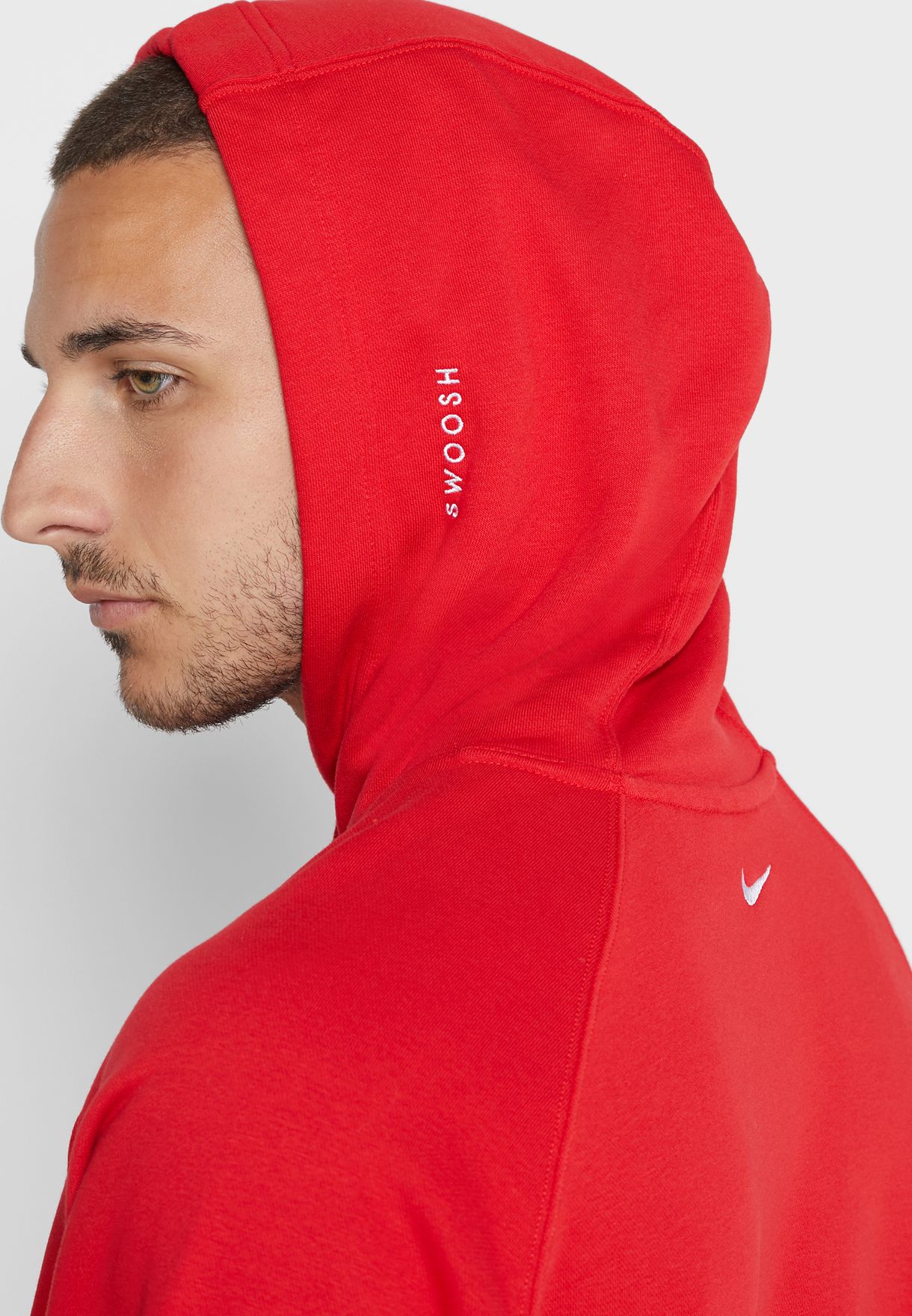 nike double swoosh hoodie red