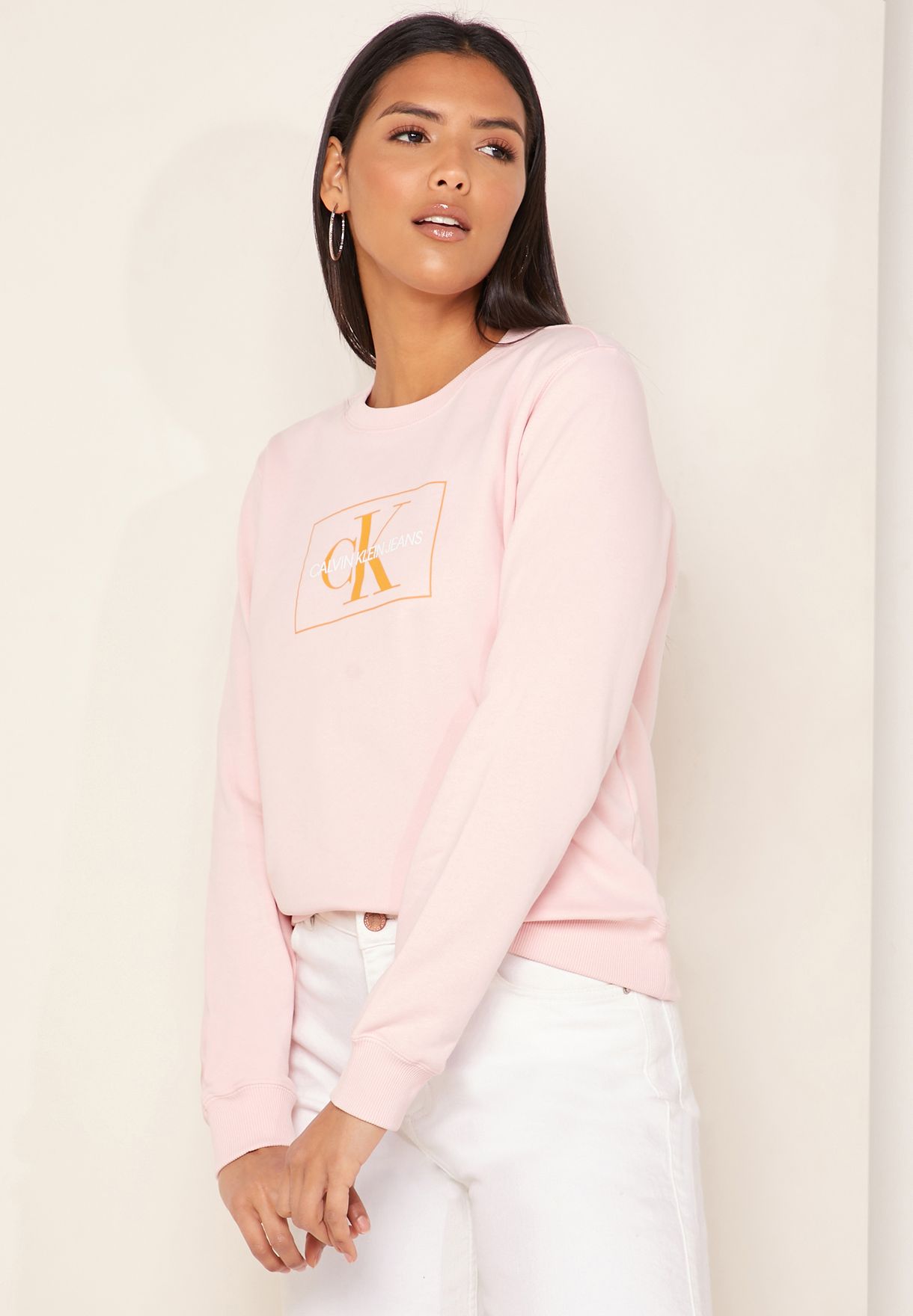 womens pink calvin klein sweatshirt