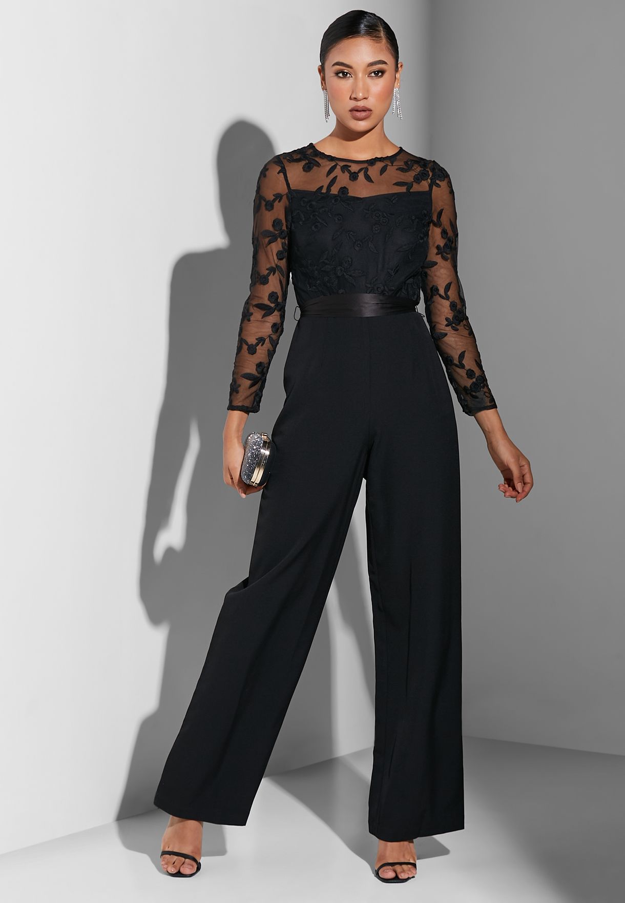 embroidered black jumpsuit