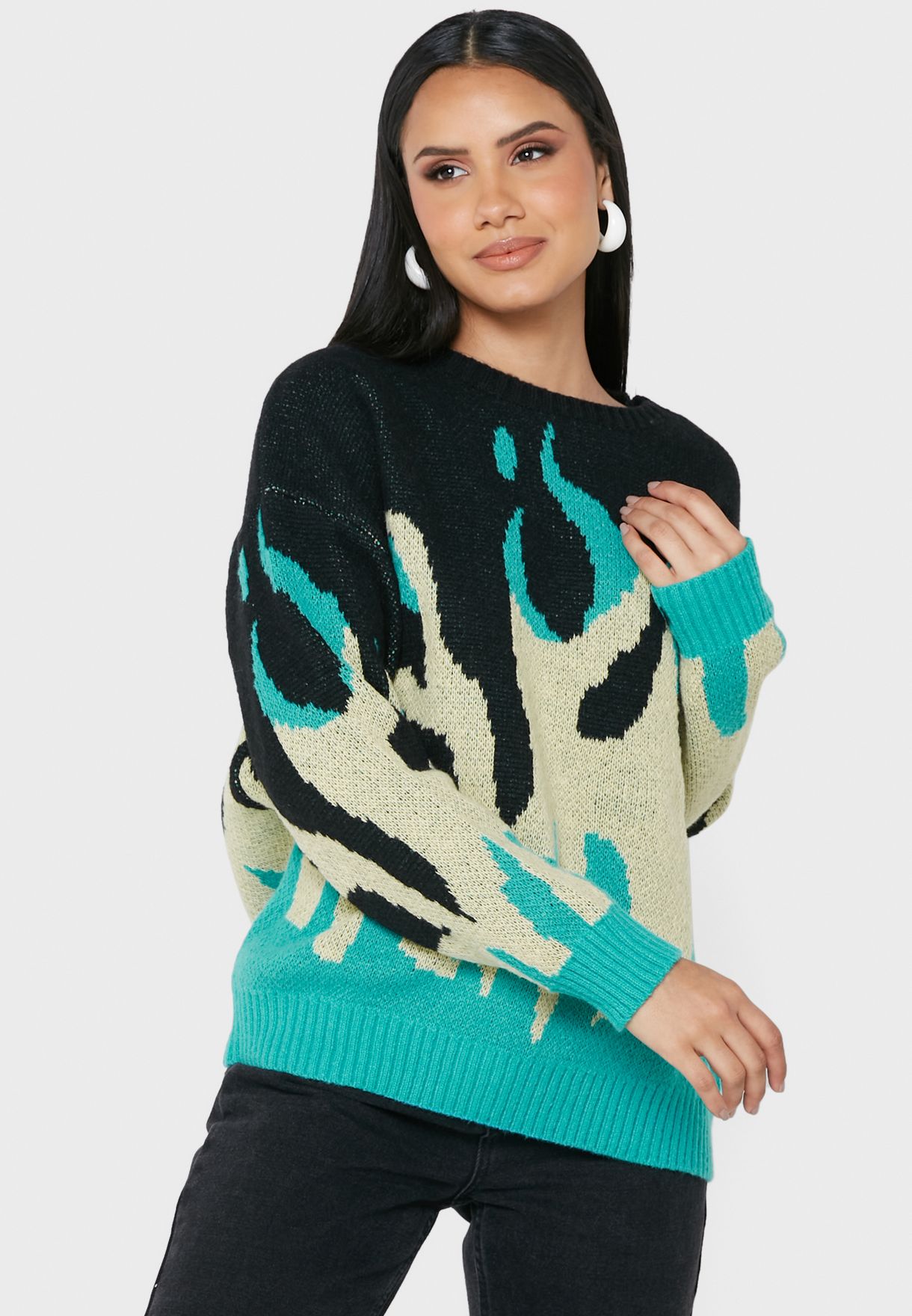 Flame Print Sweater