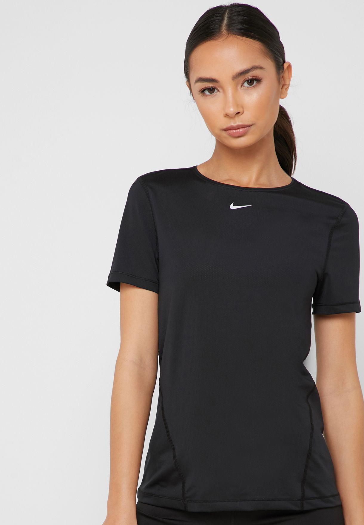 Buy Nike black Pro All Over Mesh T-Shirt for Women in MENA, Worldwide