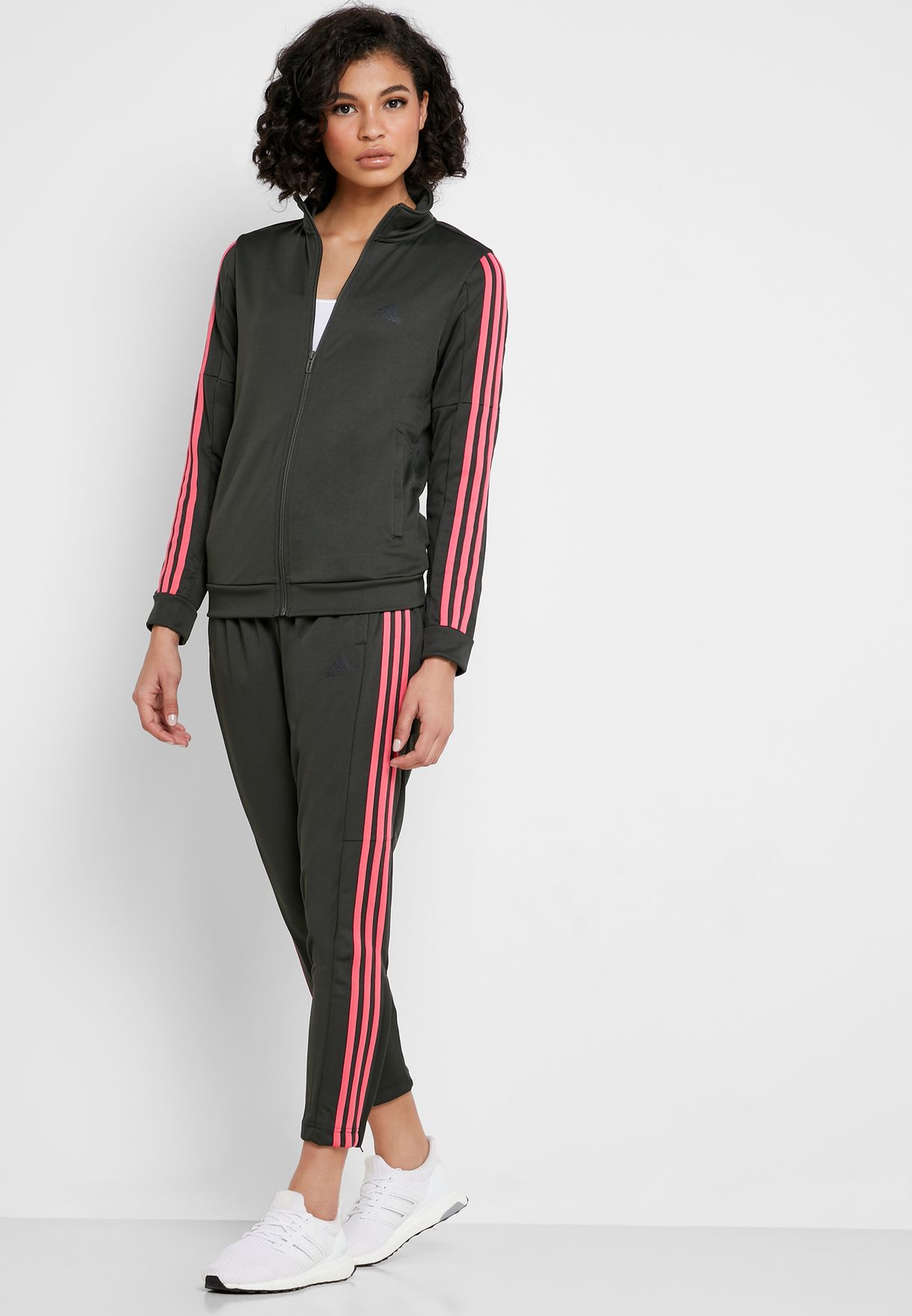 Buy adidas green 3 Stripe Tracksuit for 