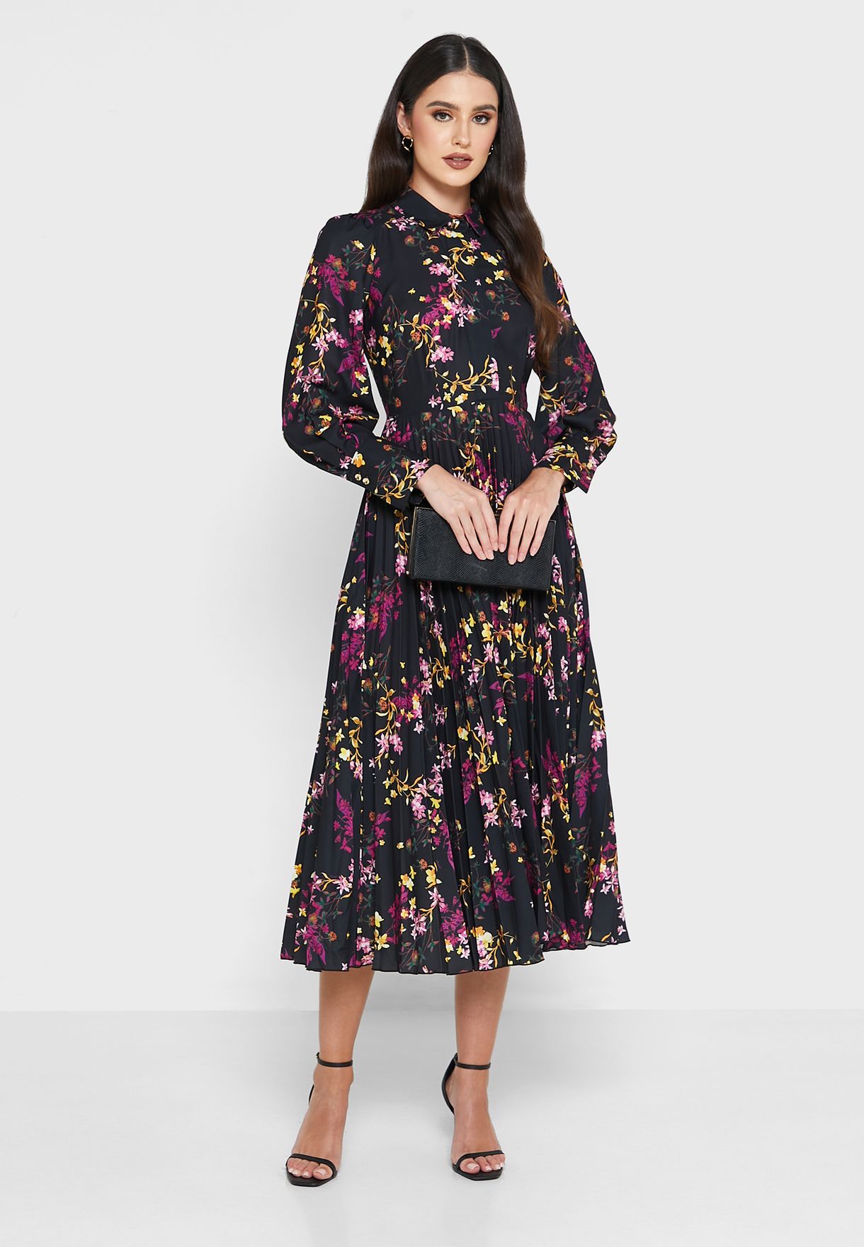Tiered Puff Sleeve Floral Dress