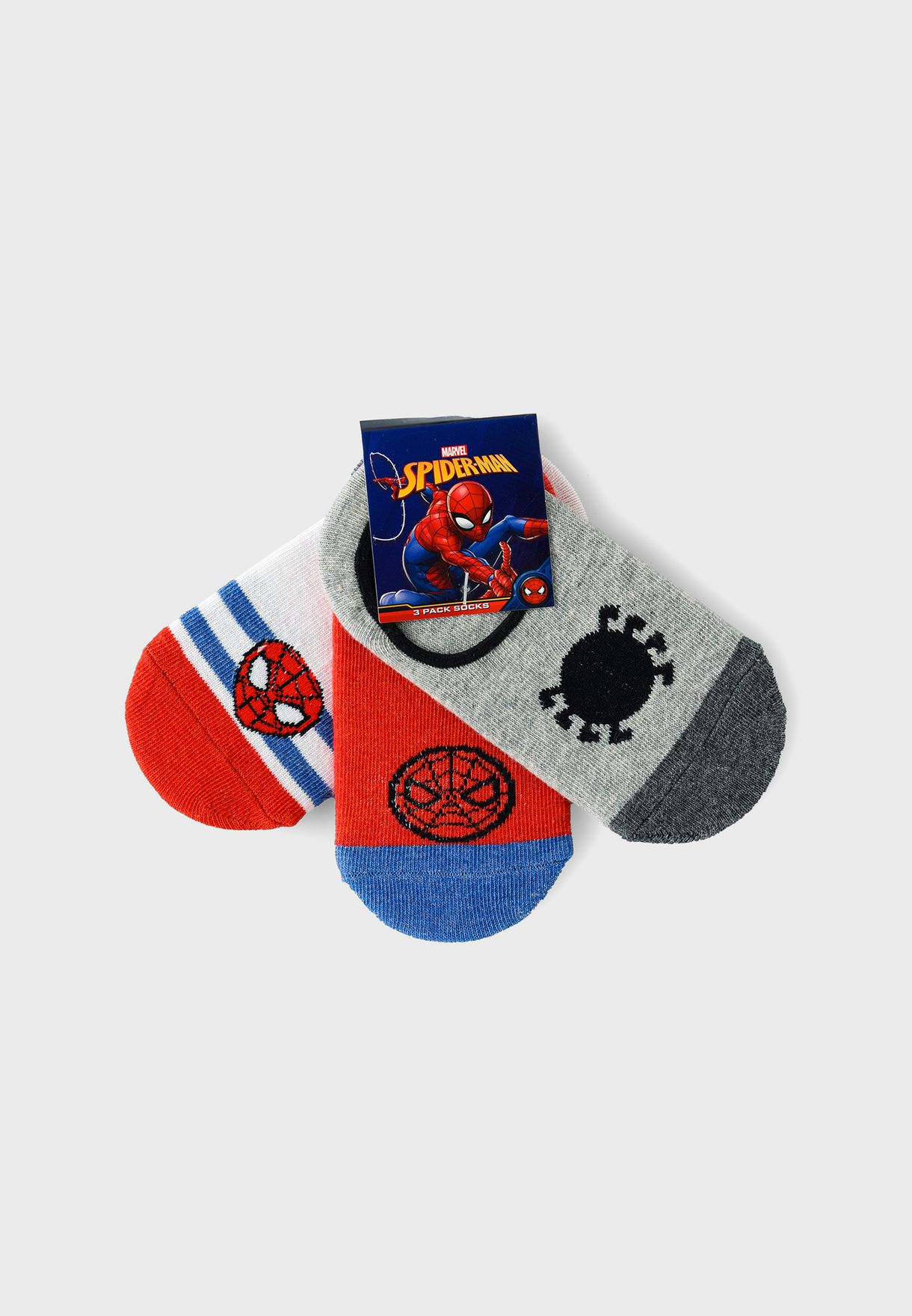 Kids 3 Pack Spiderman No Show Socks