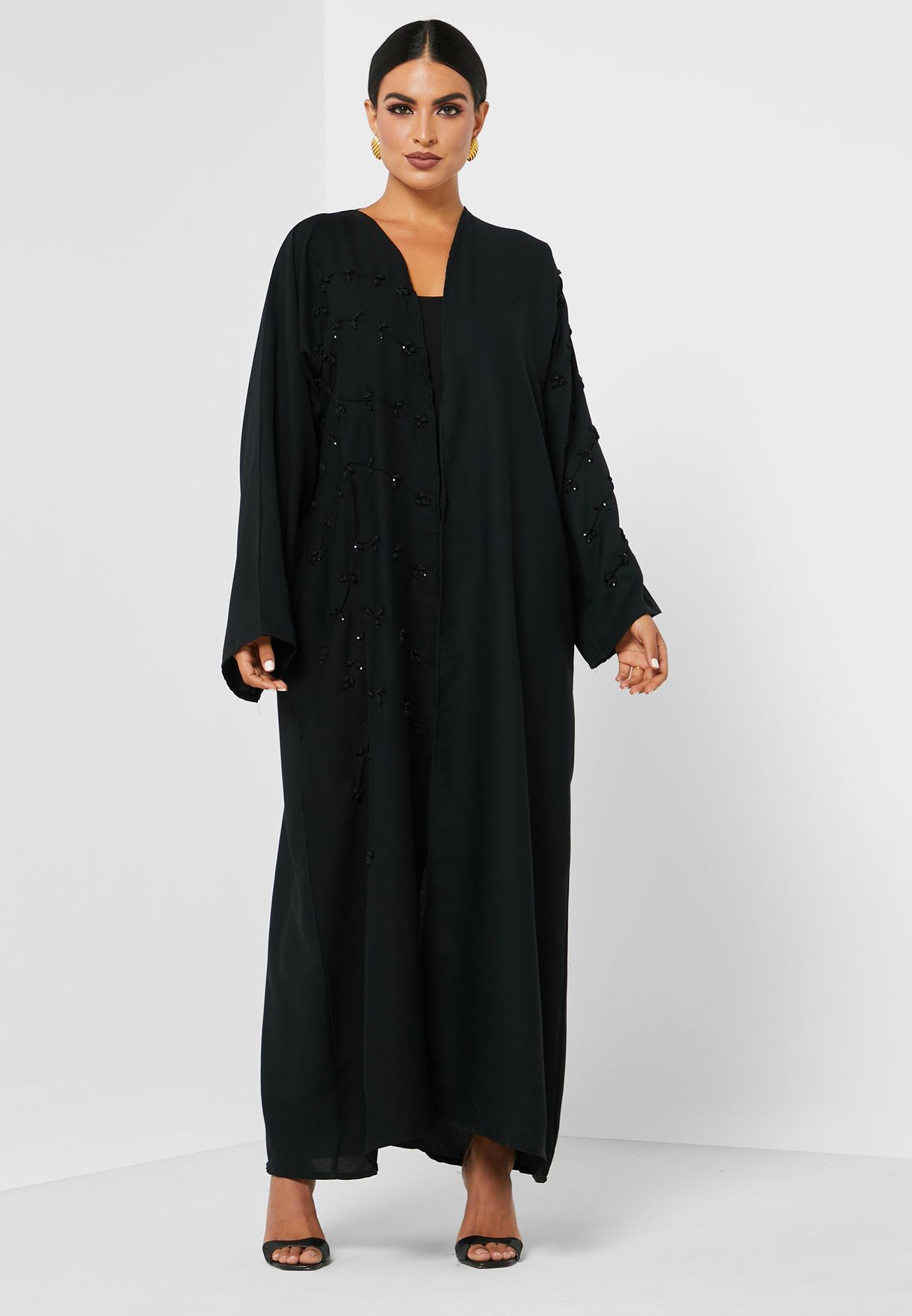 Buy Hayas Closet black Embellished Abaya for Women in MENA, Worldwide