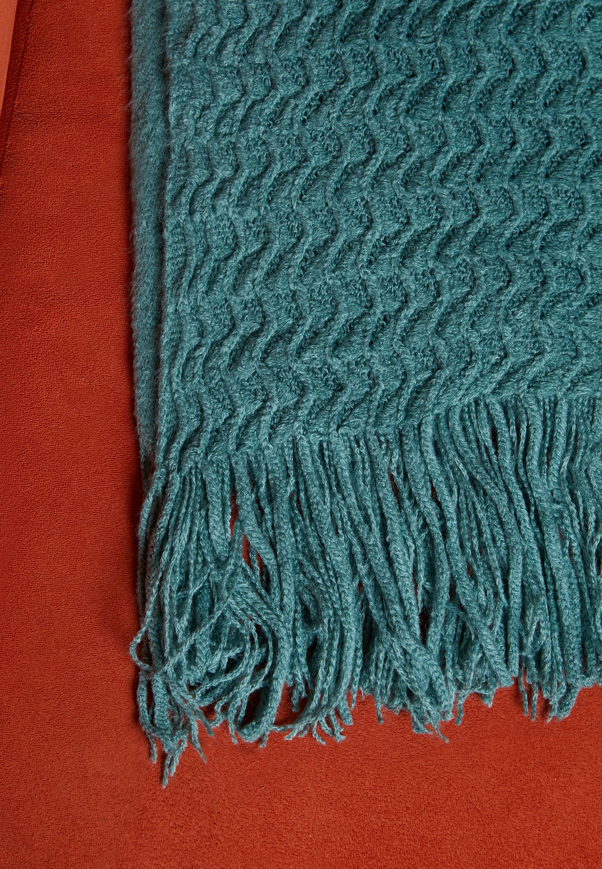 Teal Knitted Blanket 130X170Cm