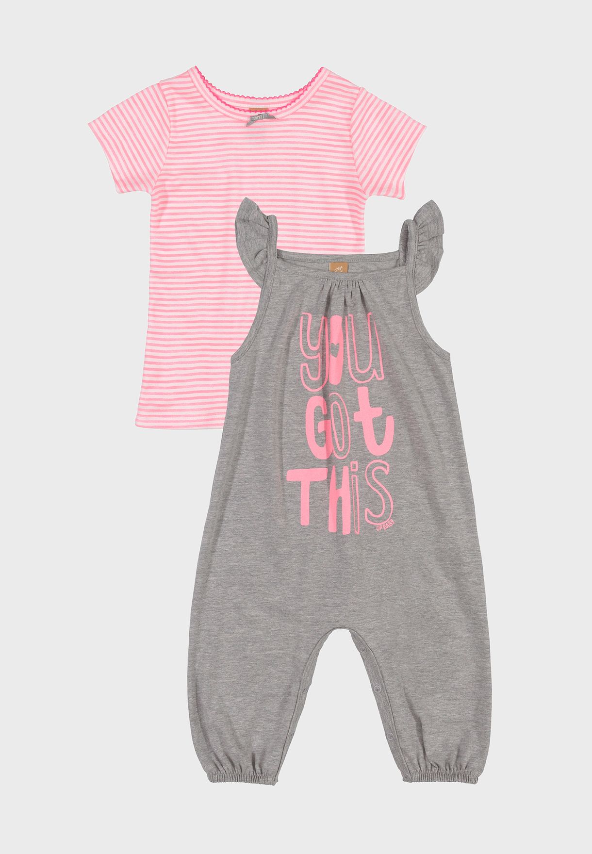 Infant Printed T-Shirt And Jumpsuit Set