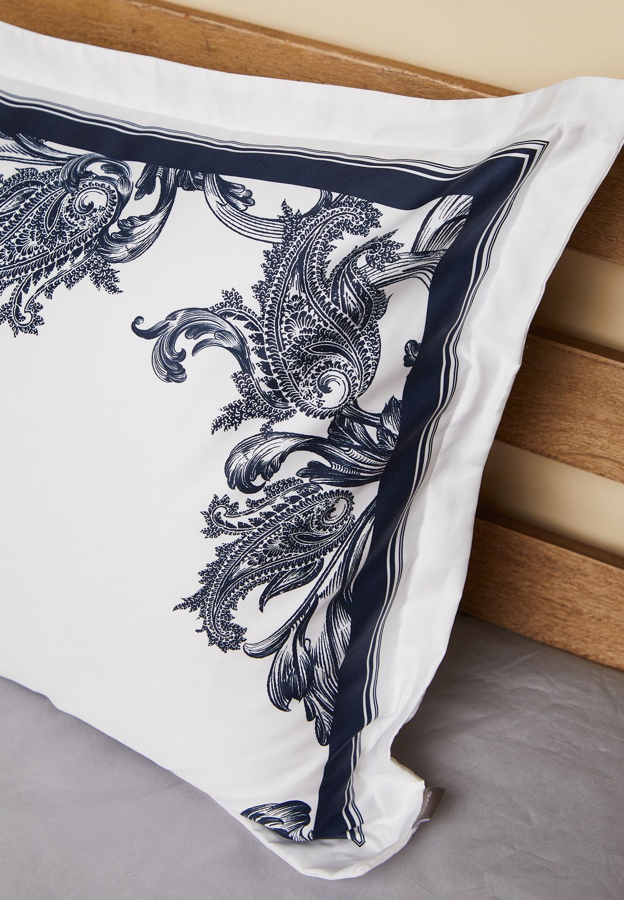 Standard White  Crown Paisley Design Pillowcase