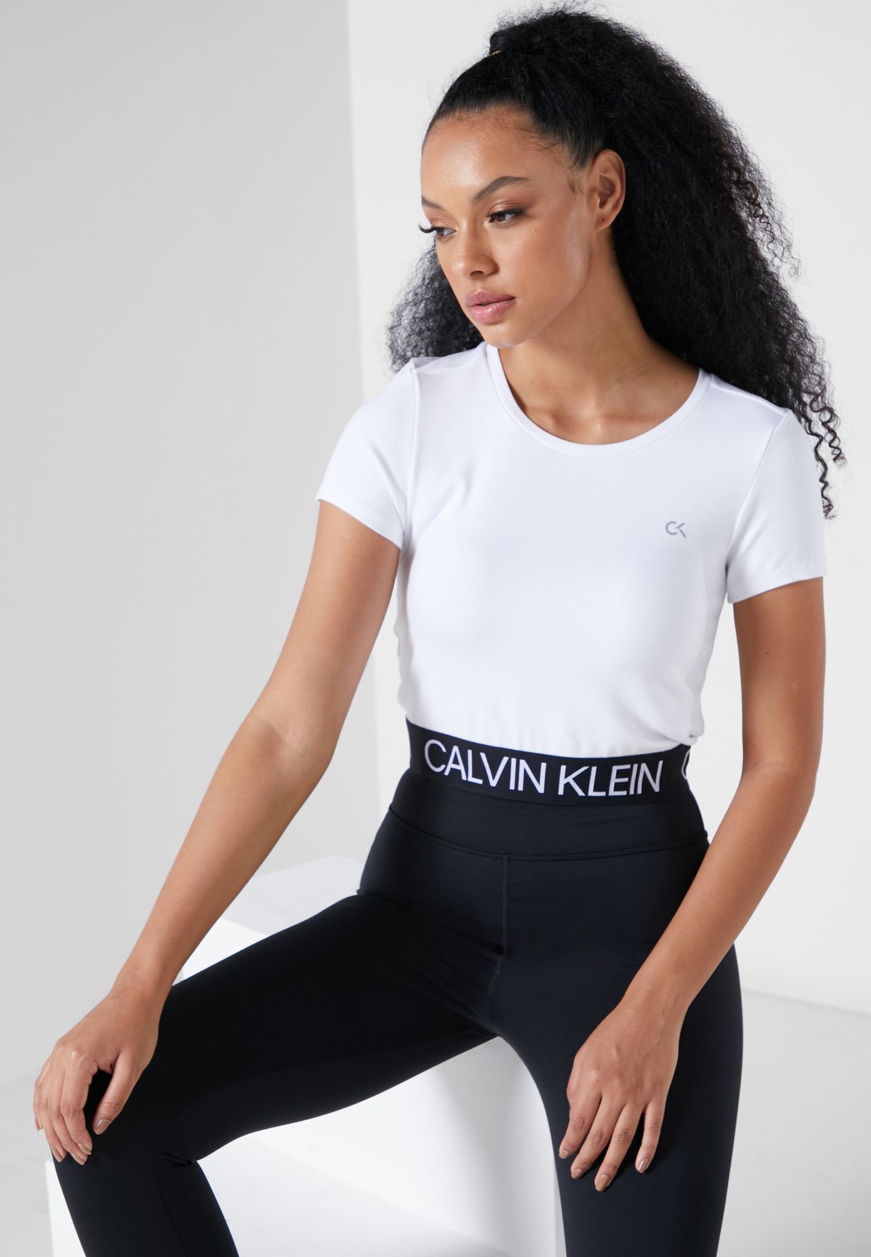 Buy Calvin Klein Performance white Logo Waist Cropped T-Shirt for Kids in  Doha, other cities