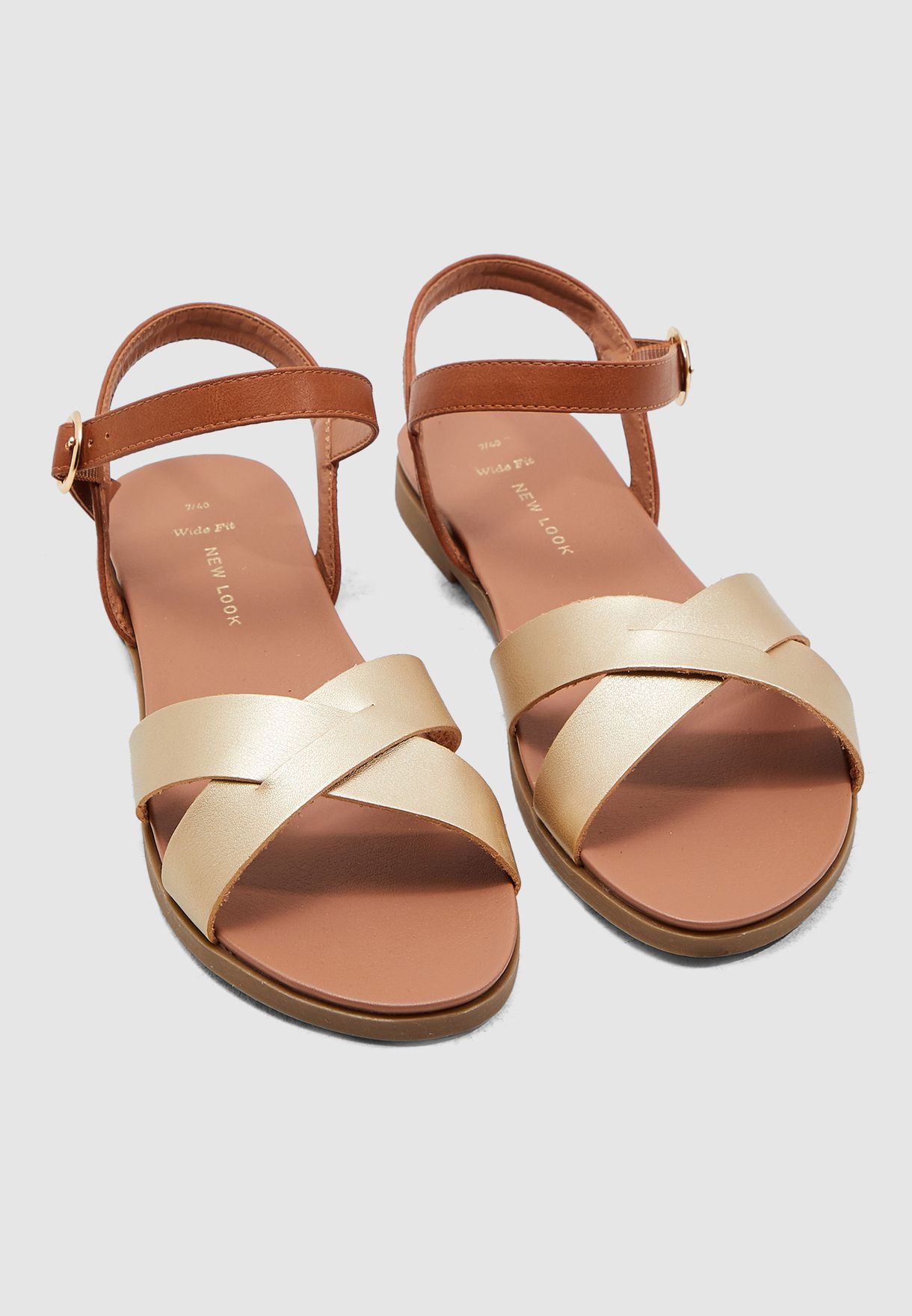 Wide Fit Goody Flat Sandal - Gold 