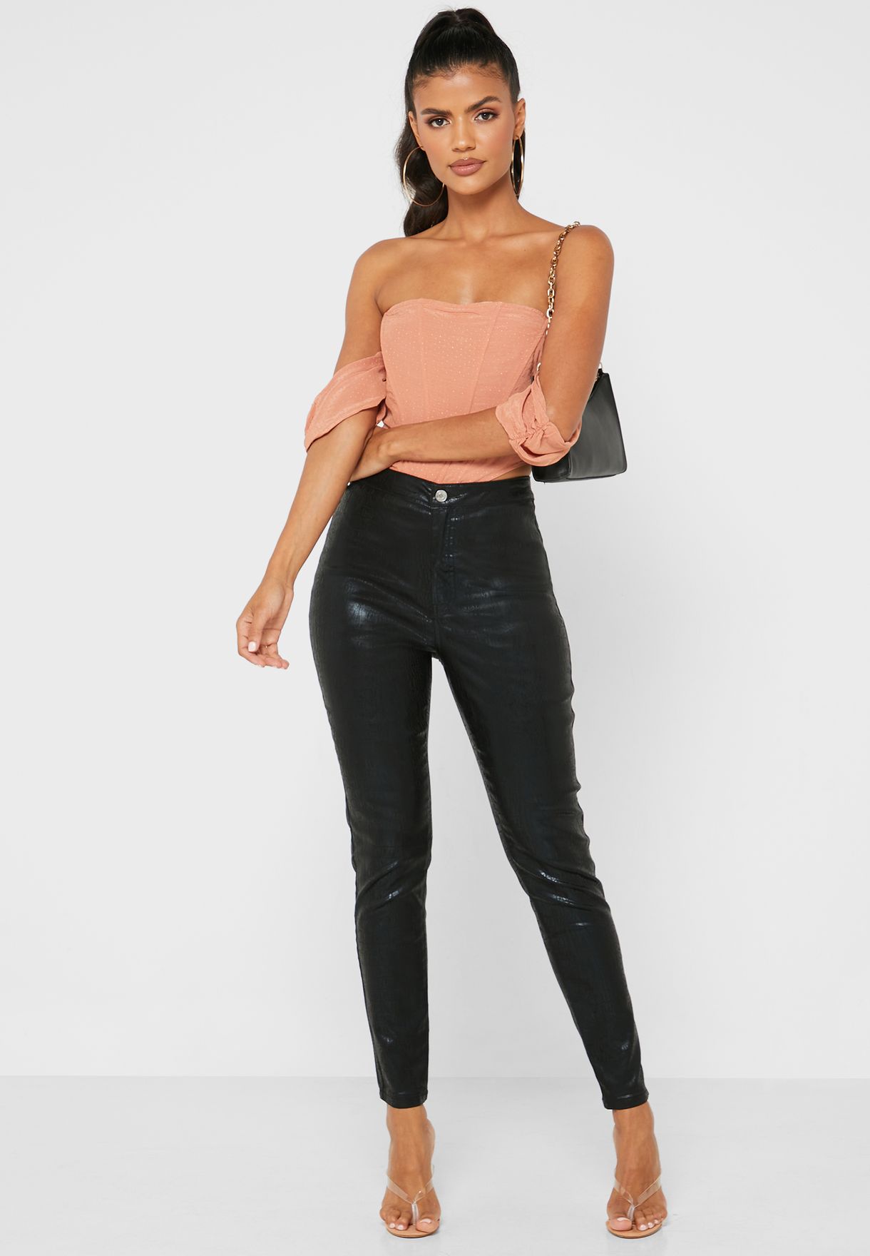 coated jeans high waisted