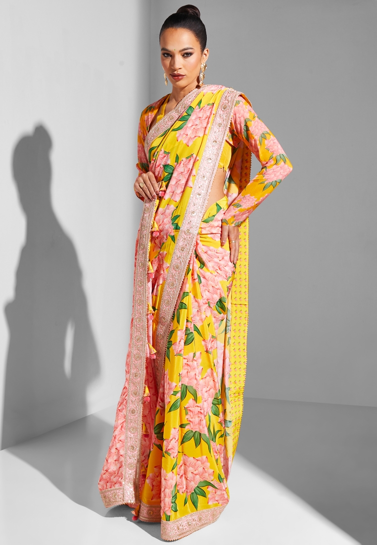 Masaba Sarees : Buy Masaba Striped Garden of Eden Saree with Unstitched Blouse  Online|Nykaa Fashion