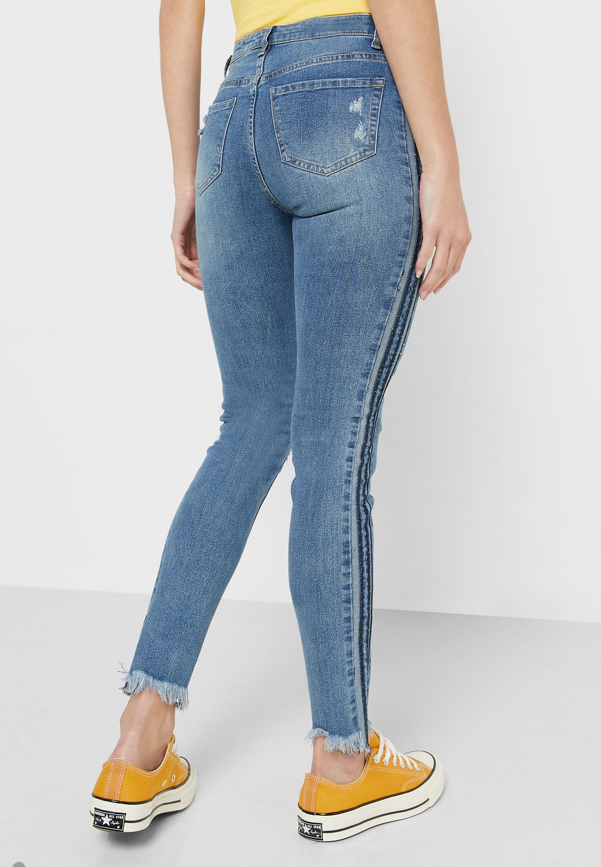 Stripe Detail Skinny Fit Jeans