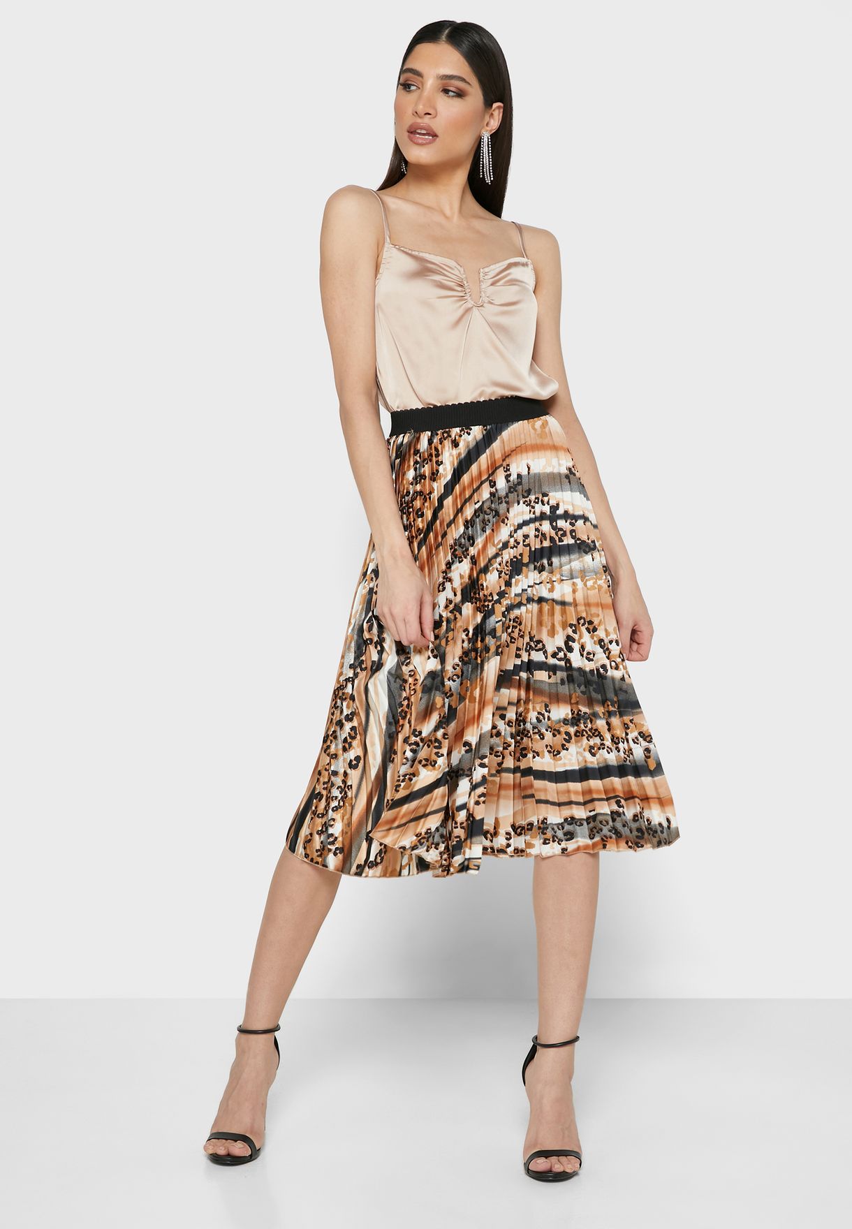 uo ella leopard print midi skirt