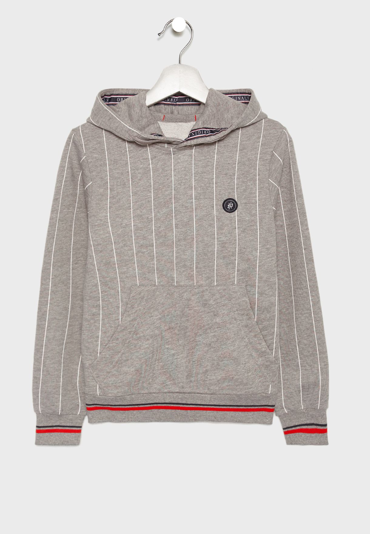 striped hem hoodie