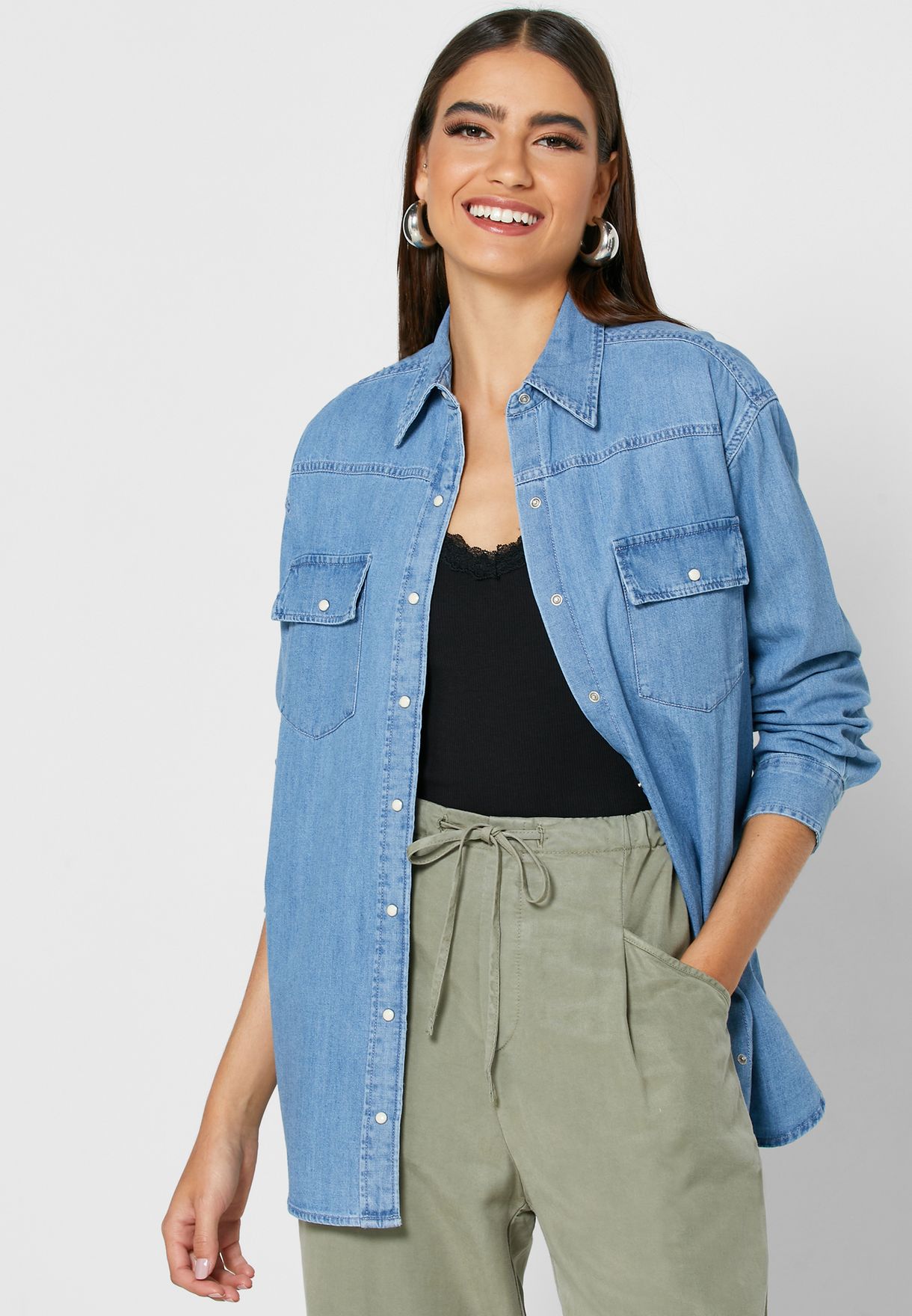 mango pocket denim shirt dress