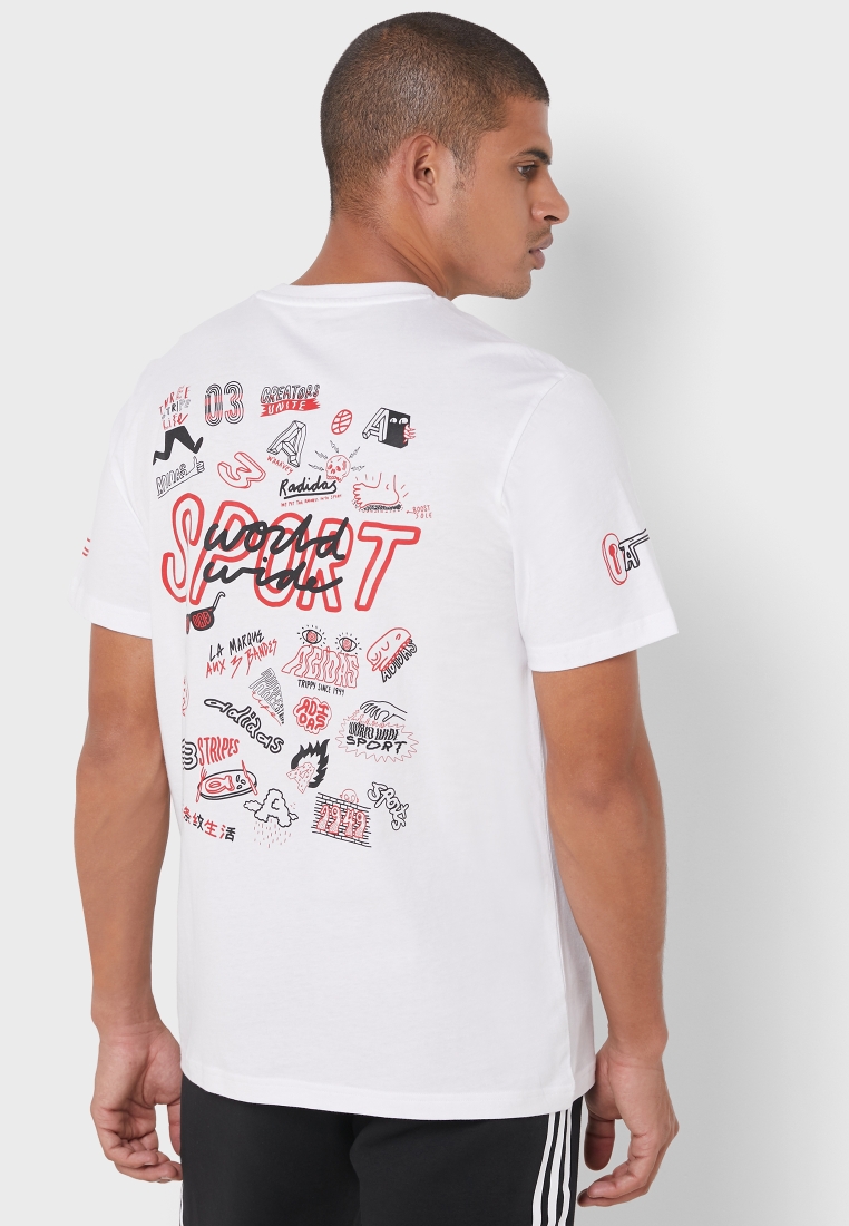 Buy adidas white Doodle 360 T-Shirt for Men in Worldwide