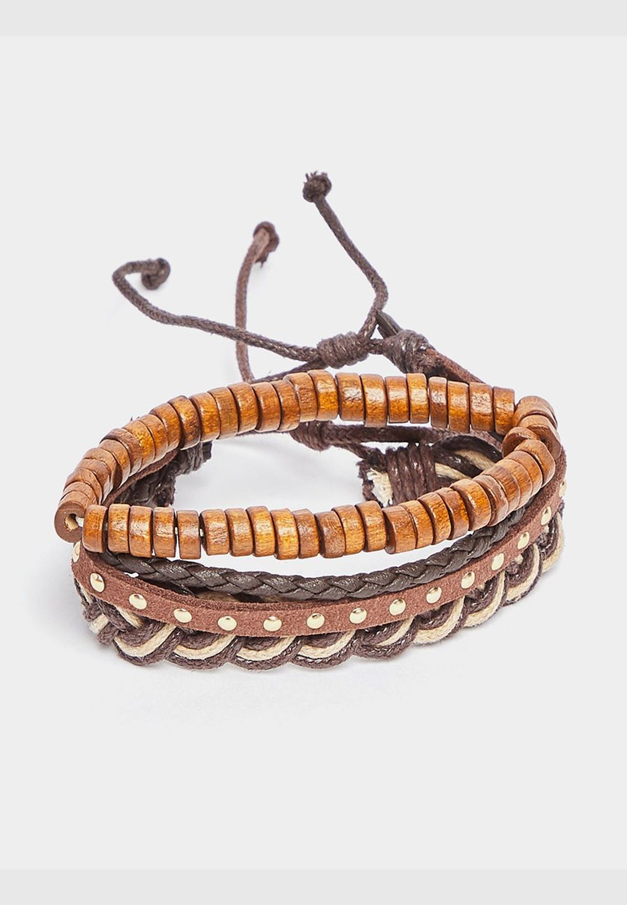 Set of 3 - Braided Beaded Detail Bracelet