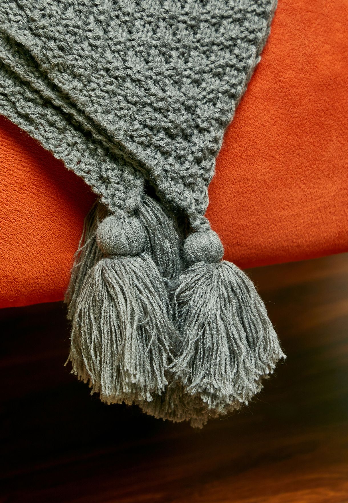 Grey Knitted Tassel Blanket 130X170Cm
