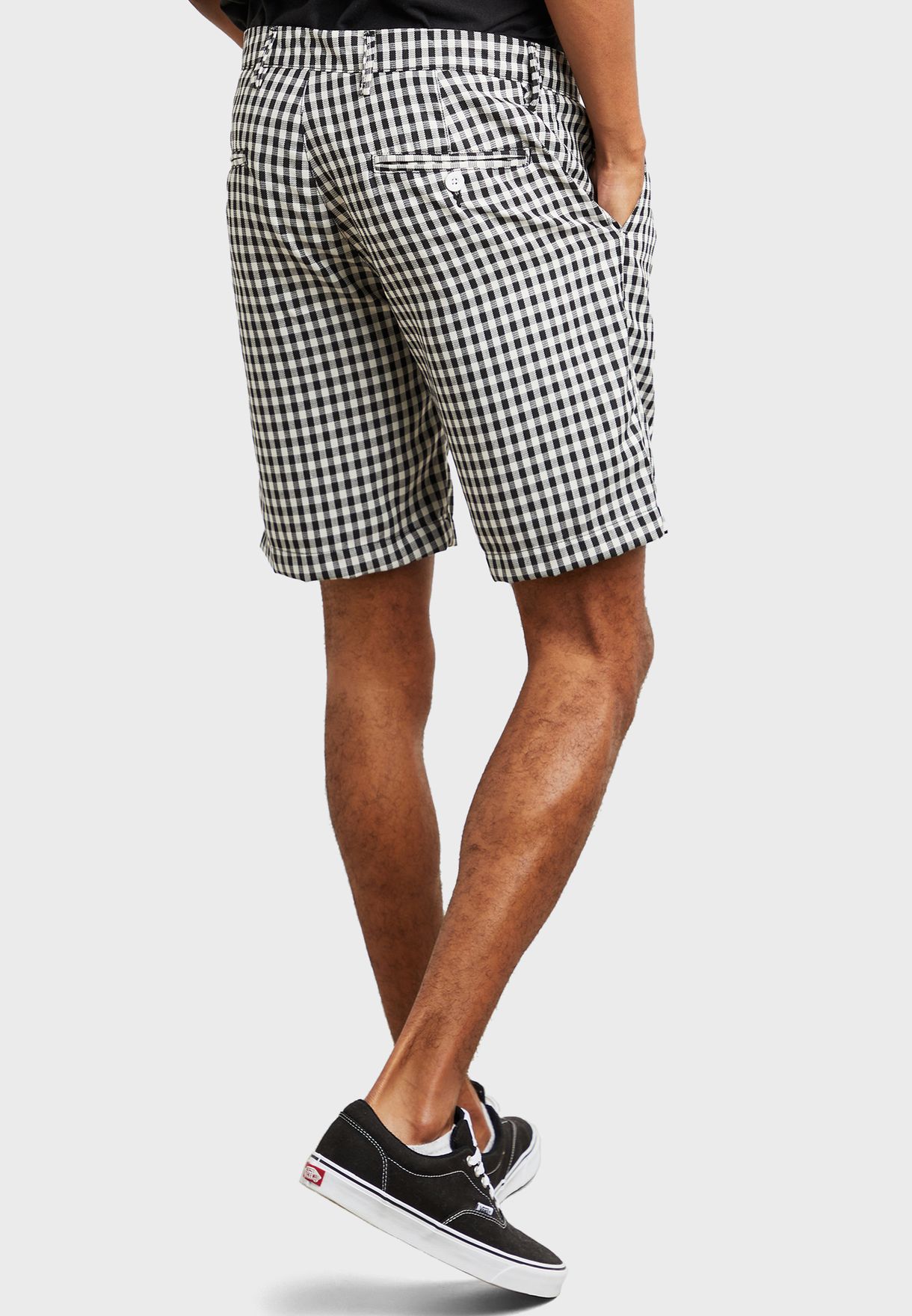 Pocket Detail Check Shorts
