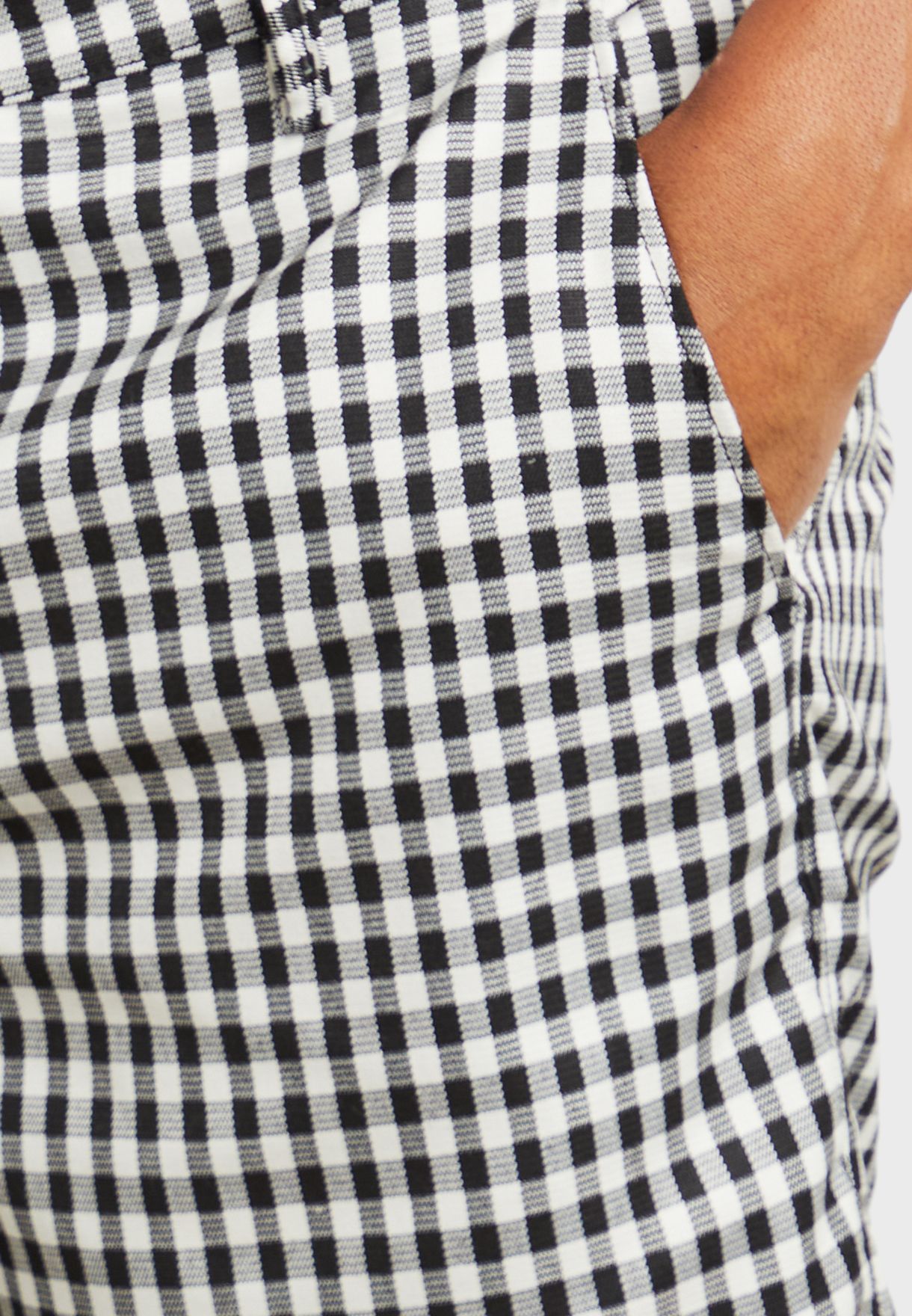 Pocket Detail Check Shorts
