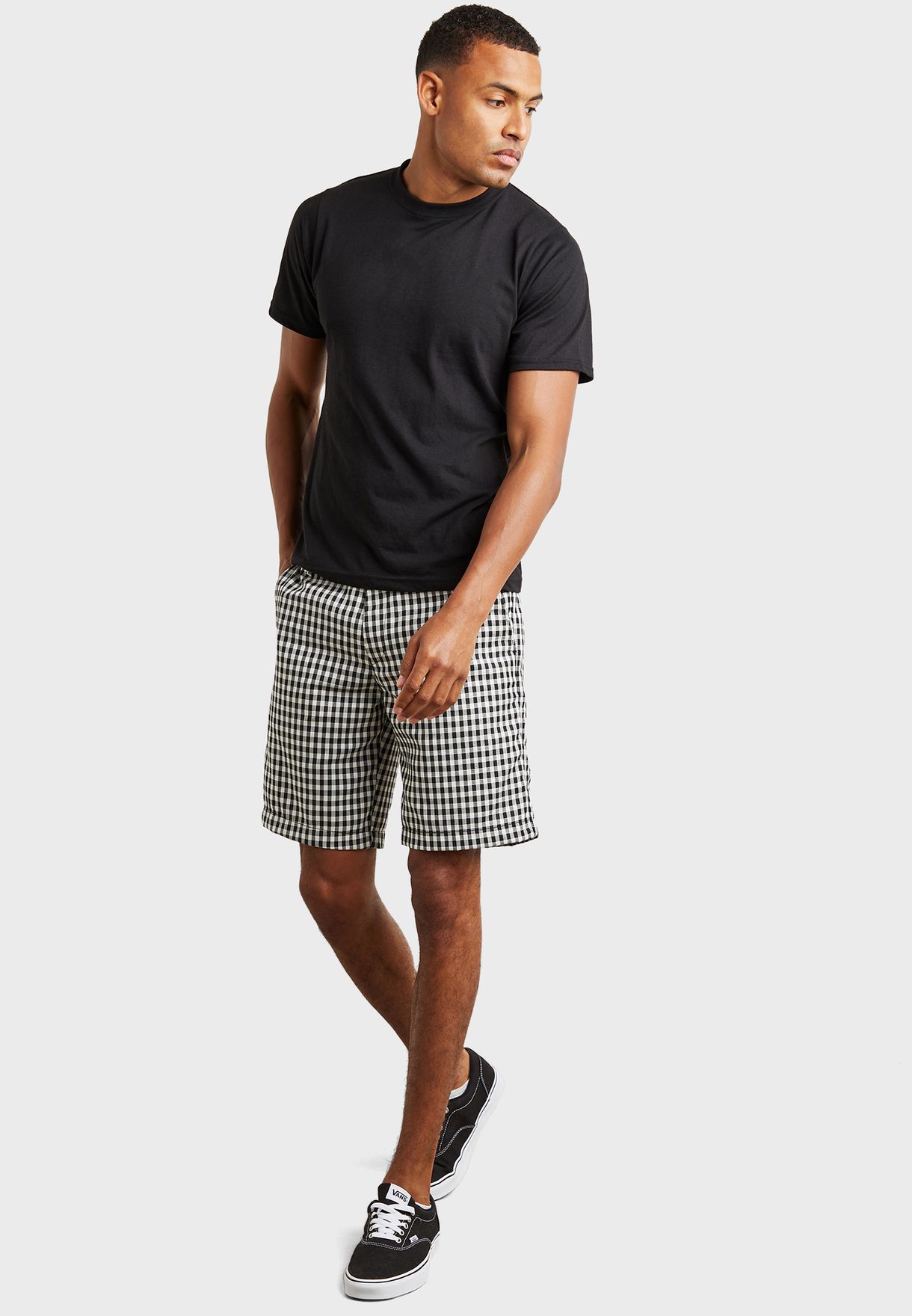 Pocket Detail Check Shorts