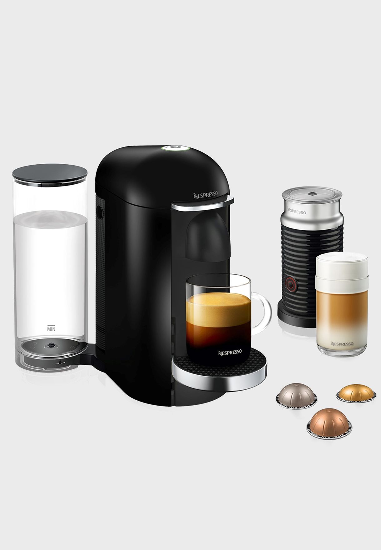 Buy Nespresso Black Vertuo Plus Deluxe Black Coffee Machine & Aerocino ...