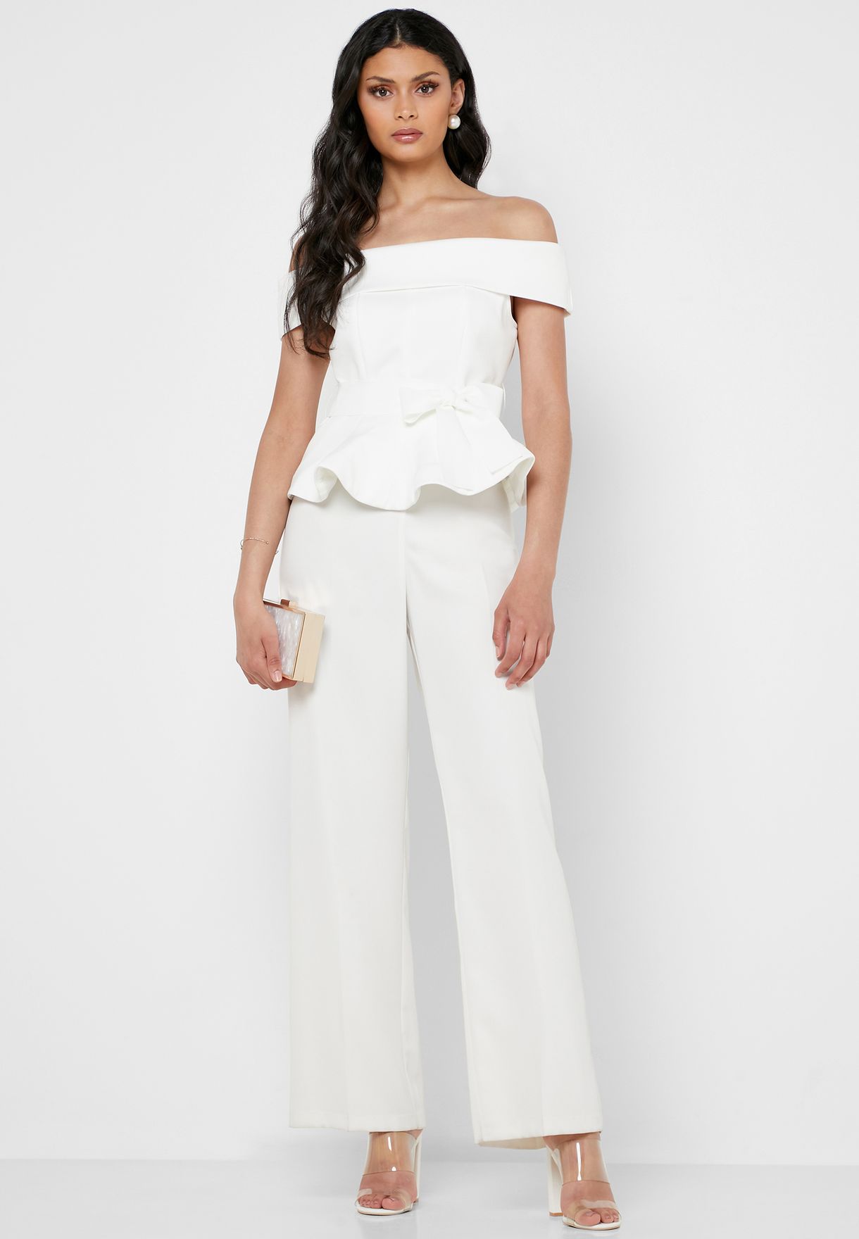 white bardot peplum top