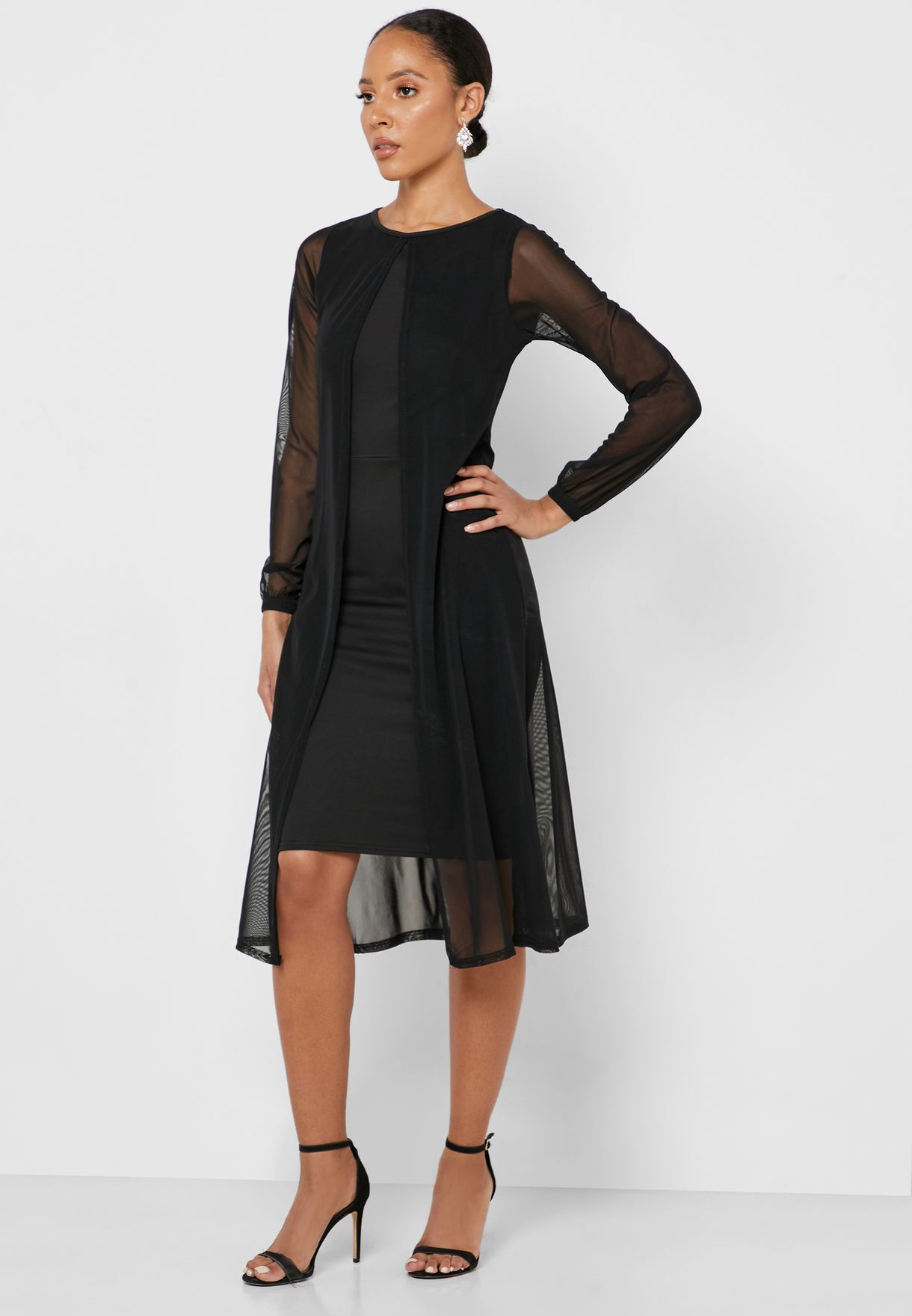 quiz black mesh dress