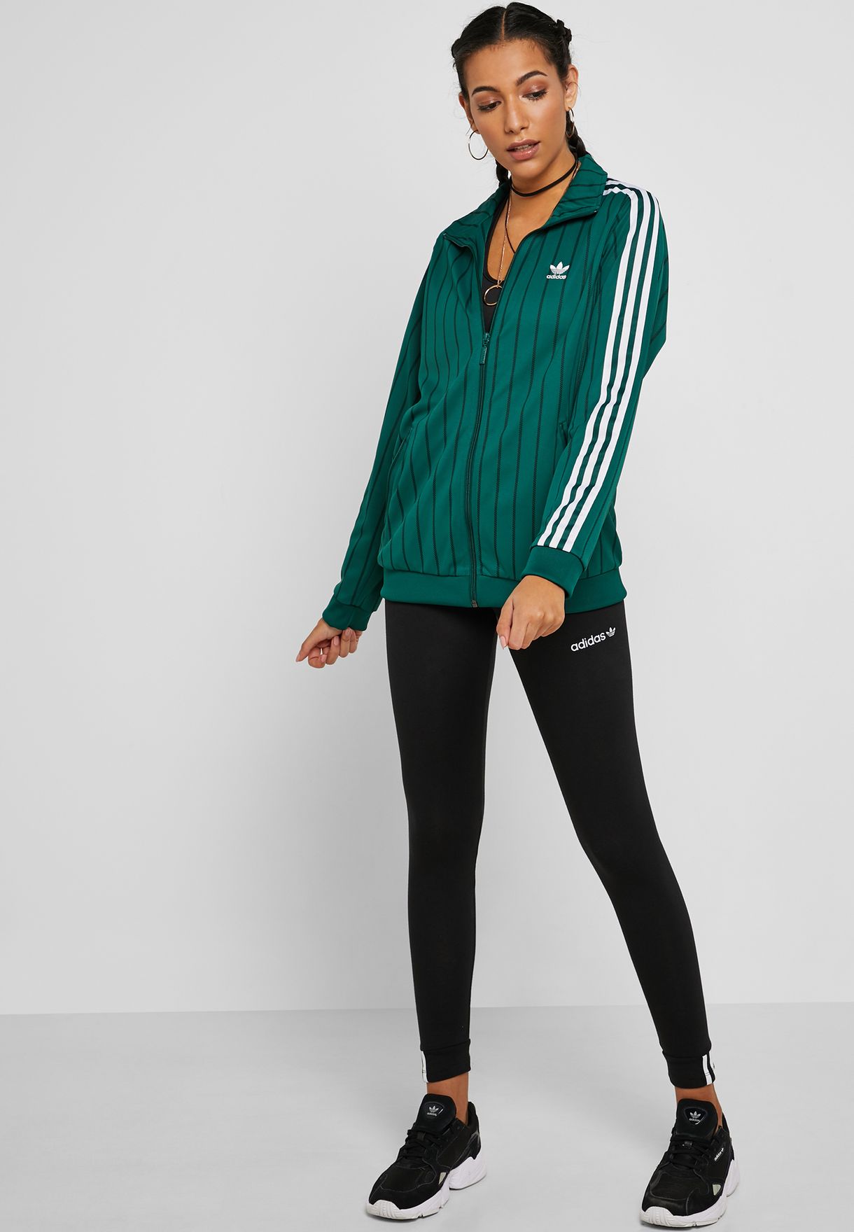 Buy adidas Originals green 3 Stripes Track Jacket for Women in MENA ...