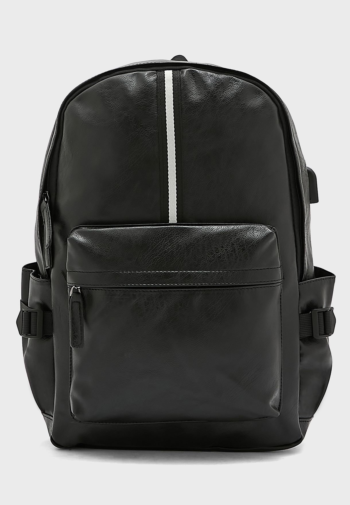 Webbing Detail Casual Backpack With Laptop Sleeve